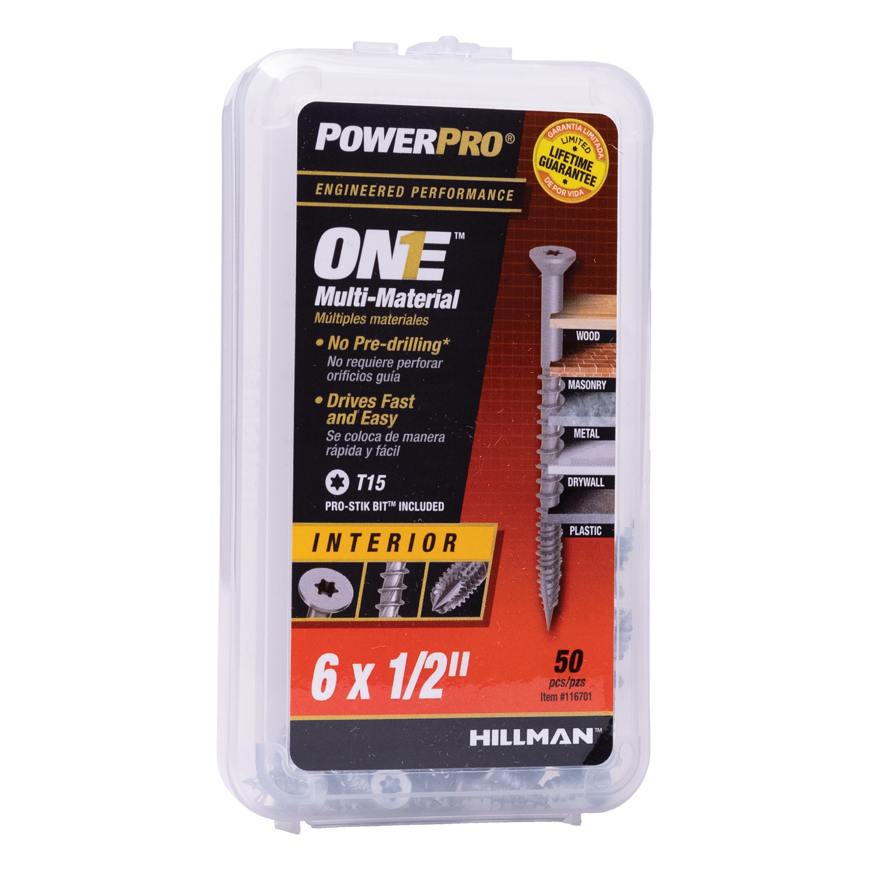 Power Pro 116701 One #6 x 1/2-in Zinc-plated Interior Wood screws ( 50 -Per Box )