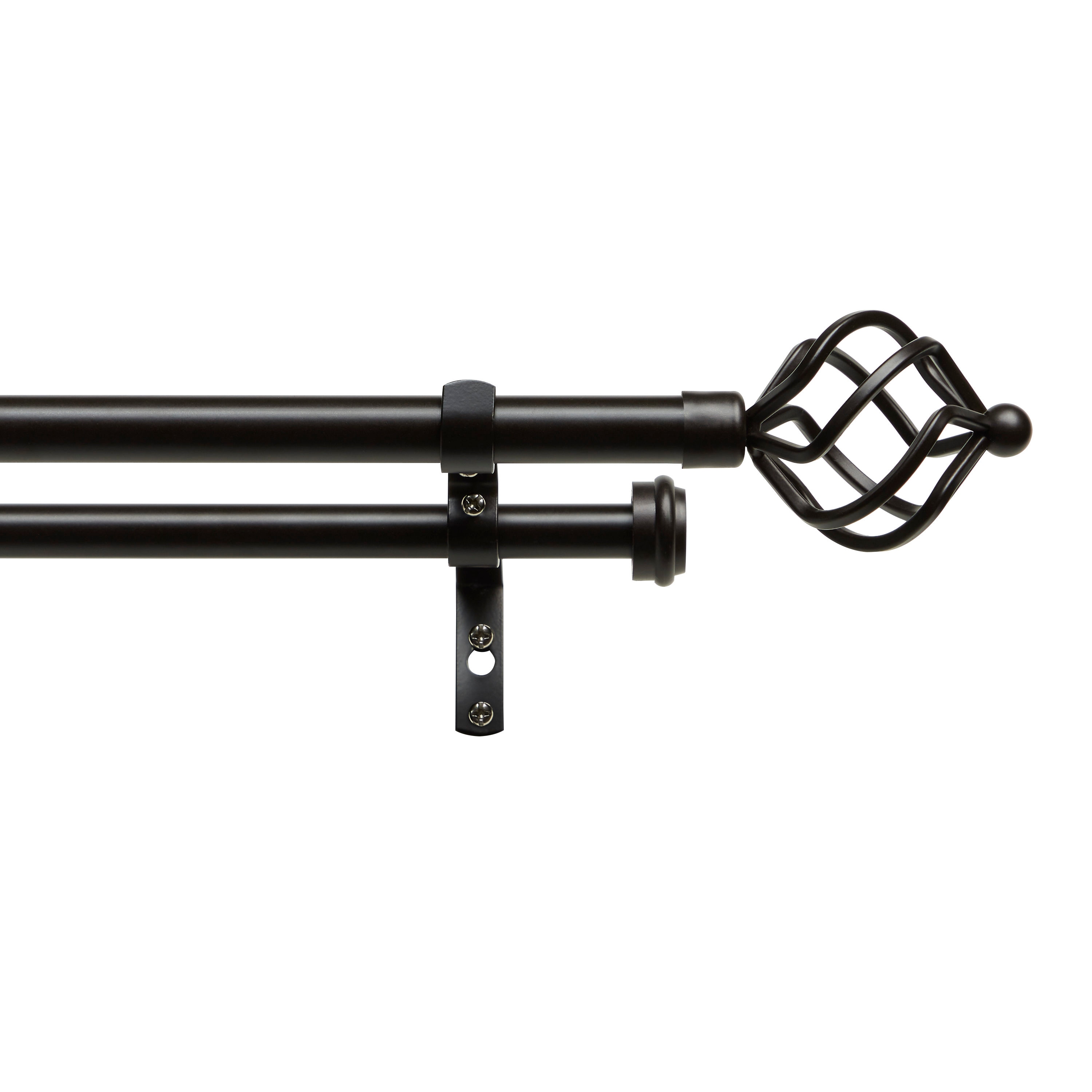 Exclusive Home RD013626DSEHA1 A302 Torch Double 36-in to 72-in Matte bronze Iron Double curtain rod with Finials
