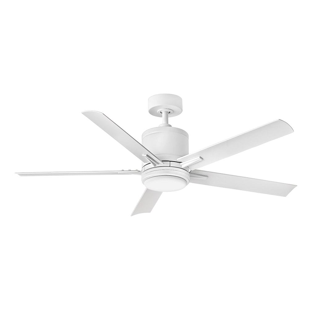 Hinkley 907052FMW-LWD Vail 52-in Integrated LED Outdoor Smart Matte White with Matte White Blades Ceiling Fan With Light - Remote Included ( 5 -Blade )