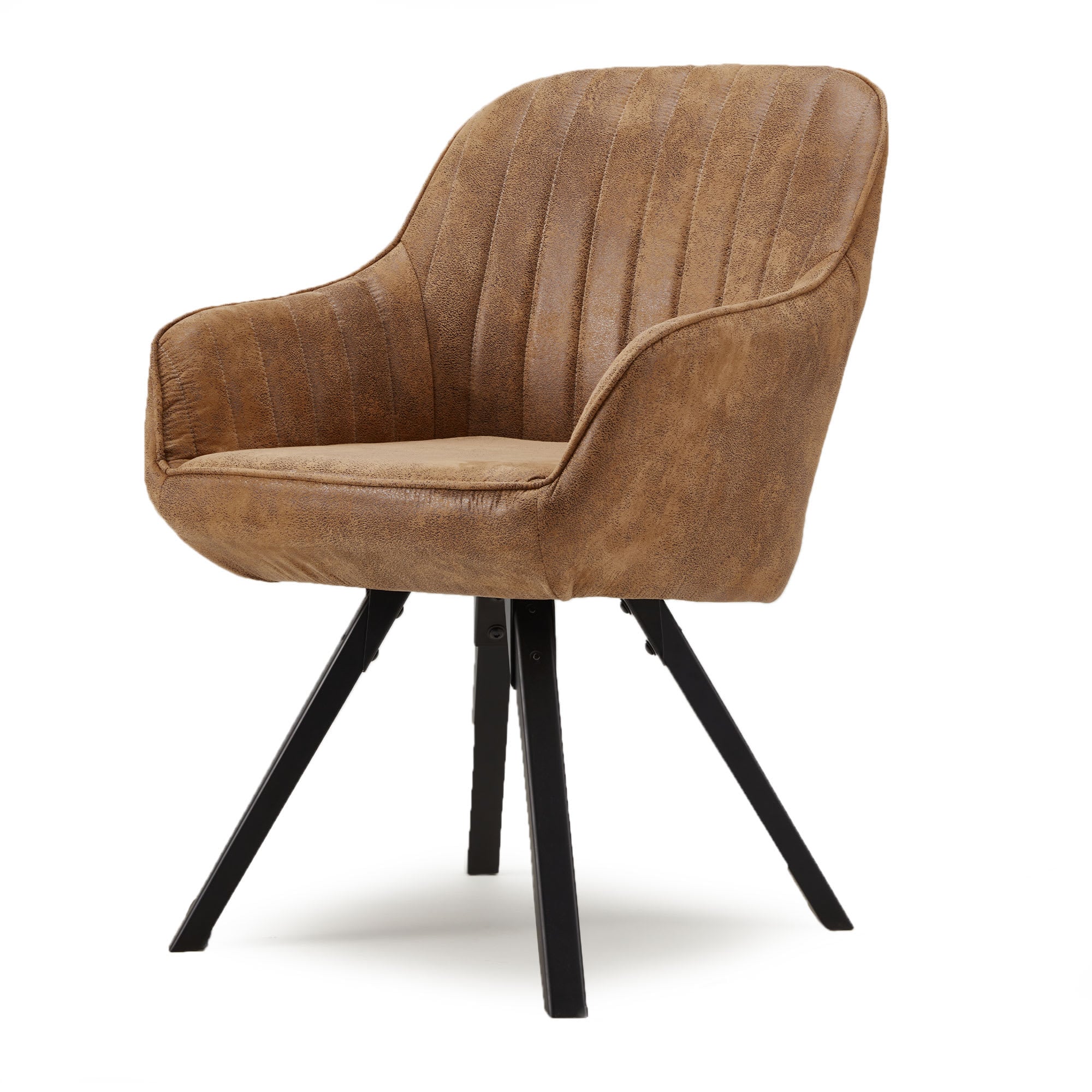 JOMEED 324855 Cushioned Ergonomic Swivel Accent Chair Modern Home Living Room Bedroom or Office Armchair with X-Shaped Solid Rubberwood Legs Brown