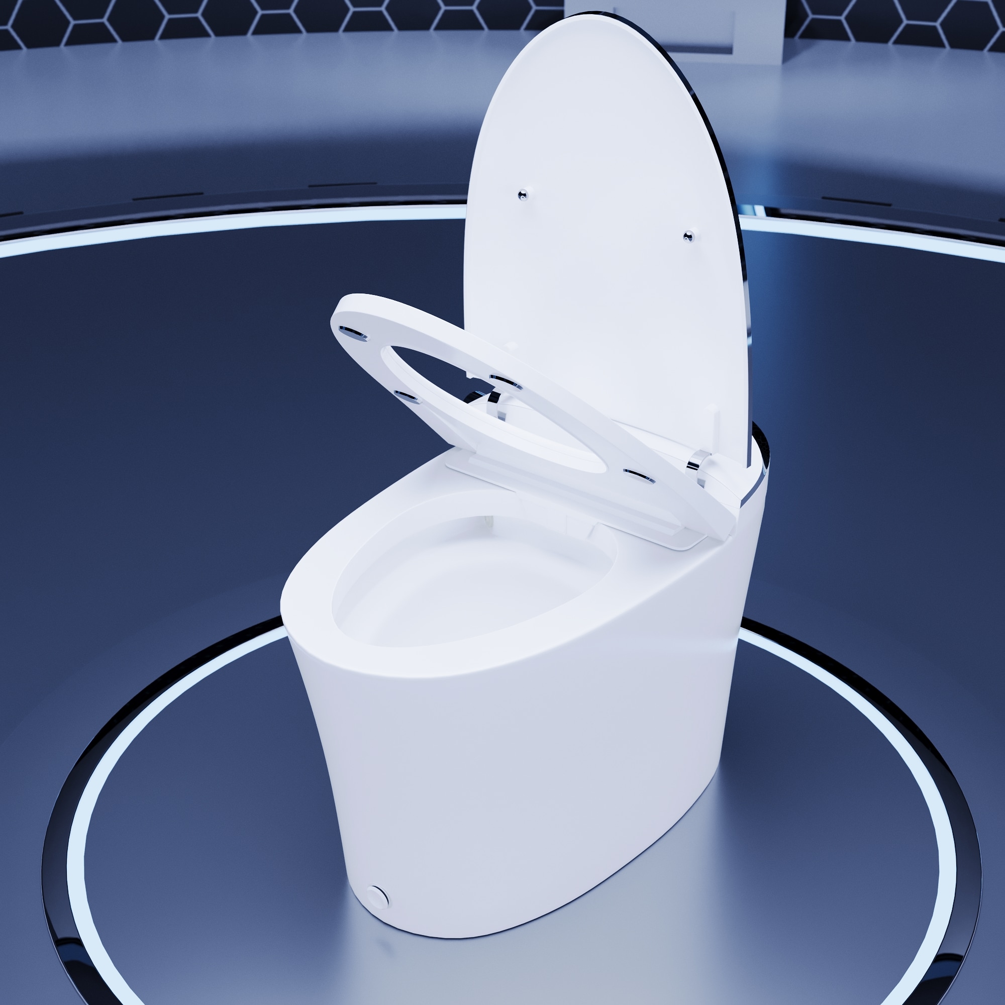 DeerValley Vertex White Touchless Flush Elongated Standard height Smart Soft Close 1-piece Bidet 12-in Rough-In 1.28 GPF #DV-1S0019-V3