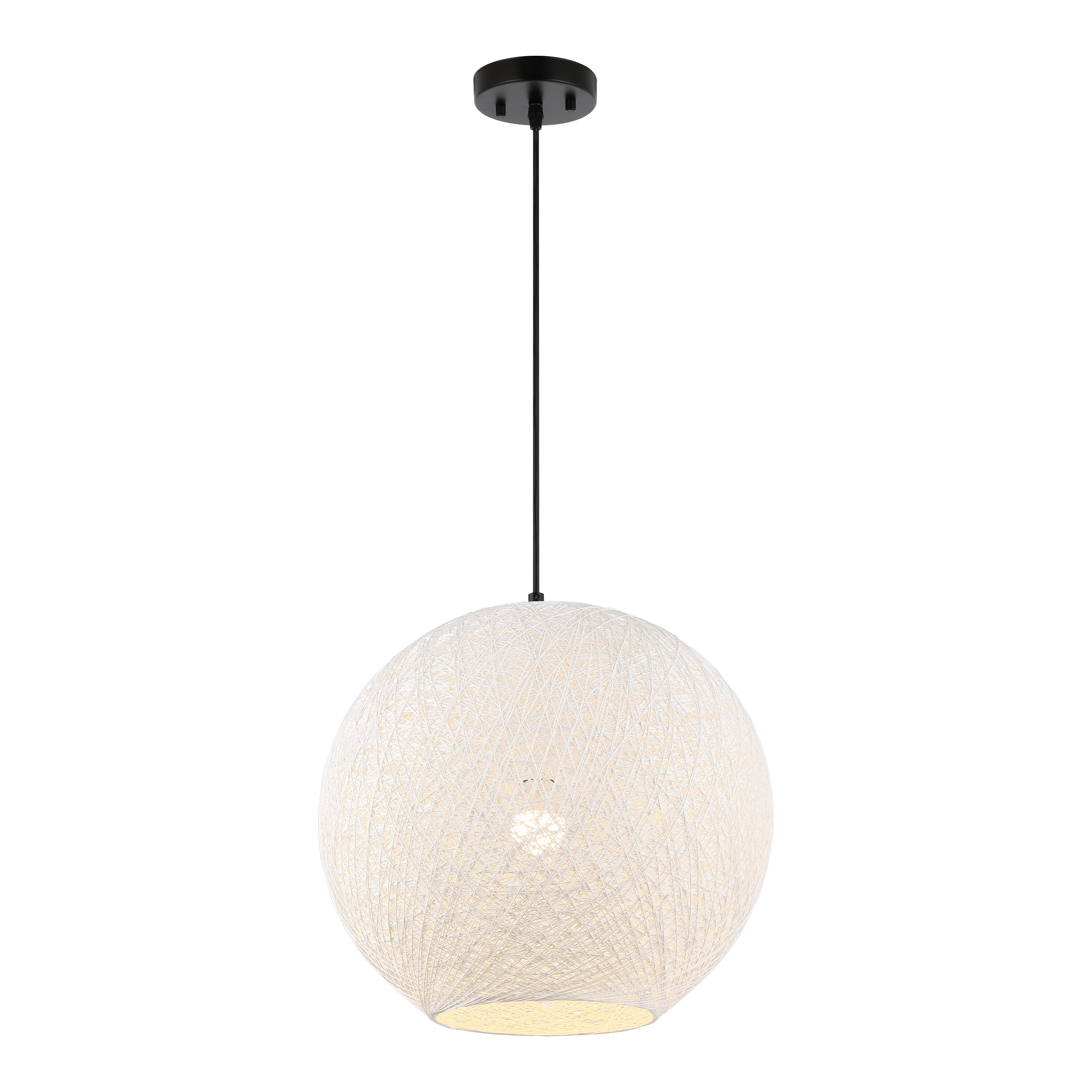 Lacey 19.5" White Bohemian Globe LED Pendant Light