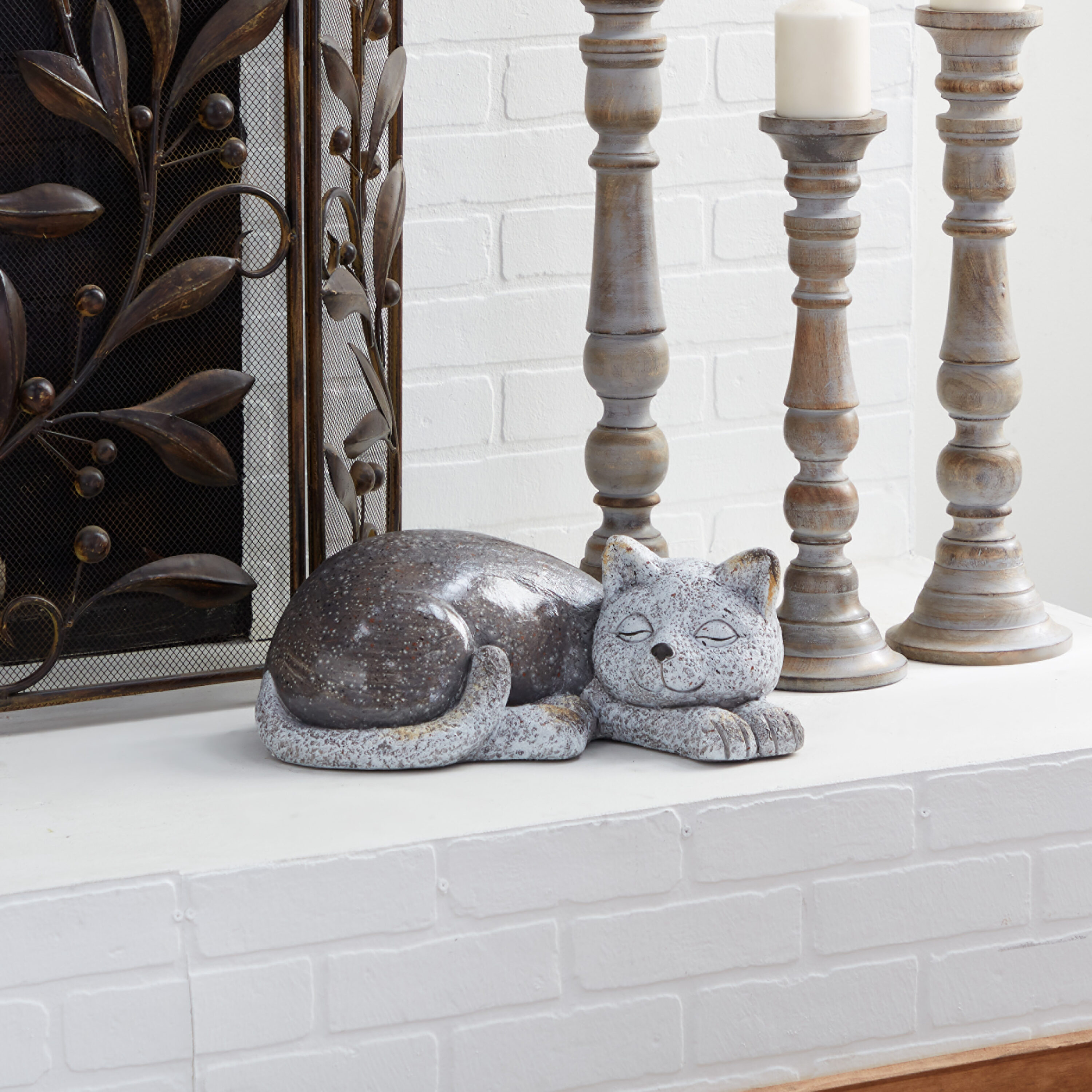 STYLE SELECTIONS Garden Statue - Cats - 13.7 x 7.4-in - Resin - Grey  A6017409