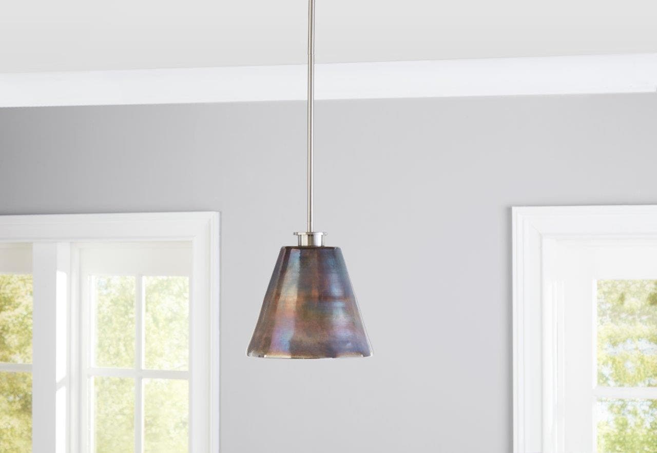 Style Selections Brushed Nickel Transitional Cylinder Mini Hanging