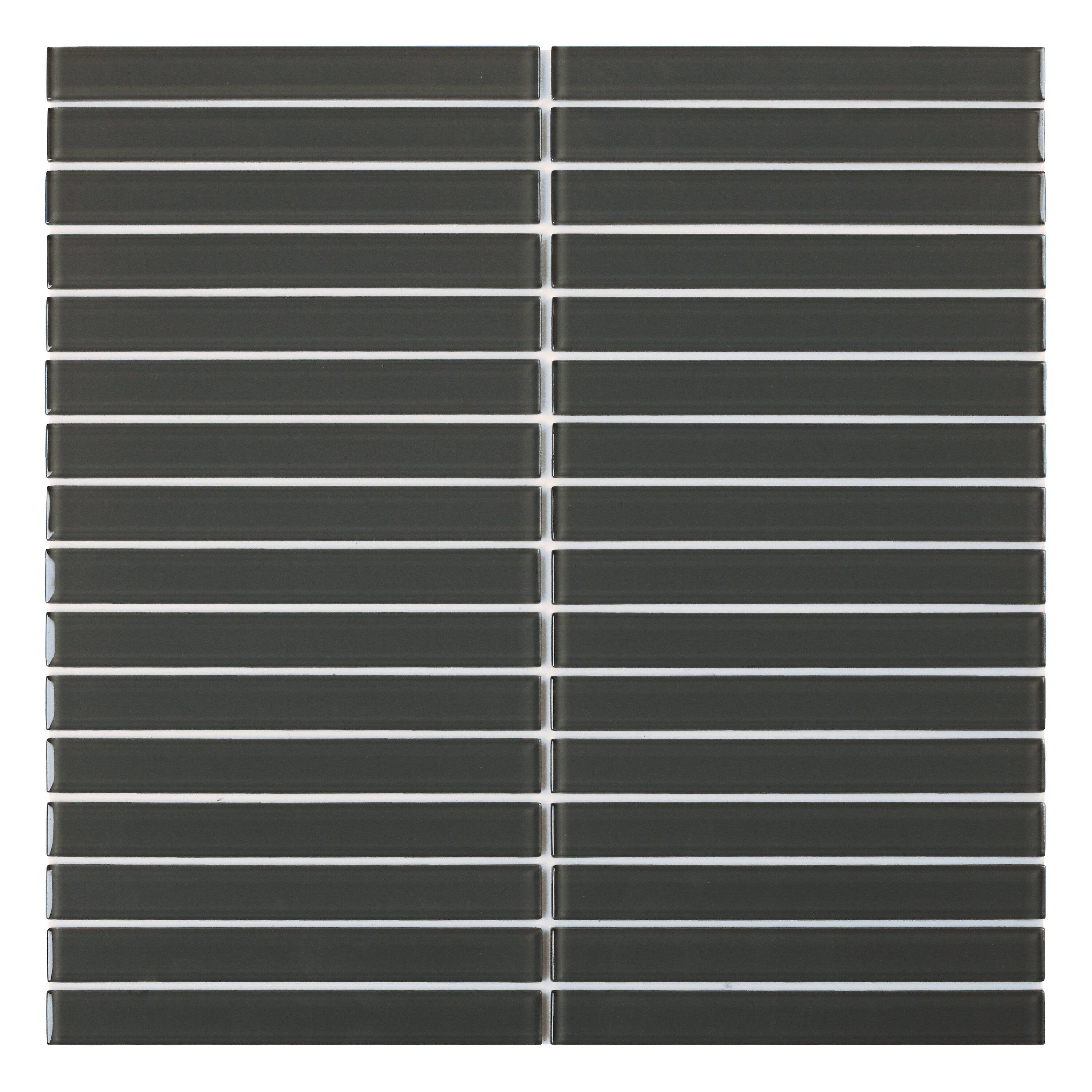 SpeedTiles IG200HOS573/BX6 Hosta Dark Green 12-in x 12-in Glossy Glass Linear Mosaic Wall Tile (5.88-sq. ft/ Carton)