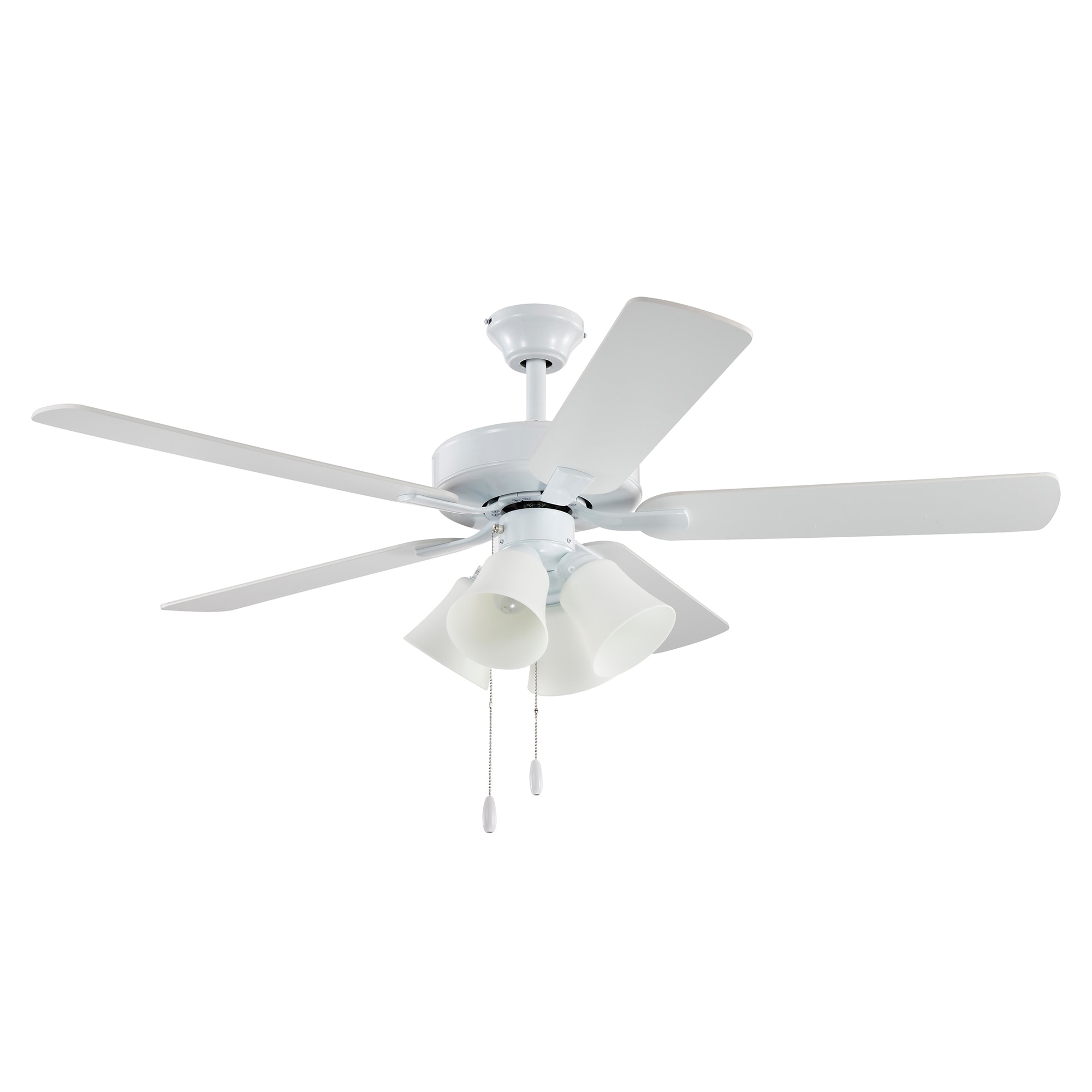 Edvivi FSJ7706WH Avery 52-in White with White / Antique Wood Blades Ceiling Fan With Light ( 5 -Blade )