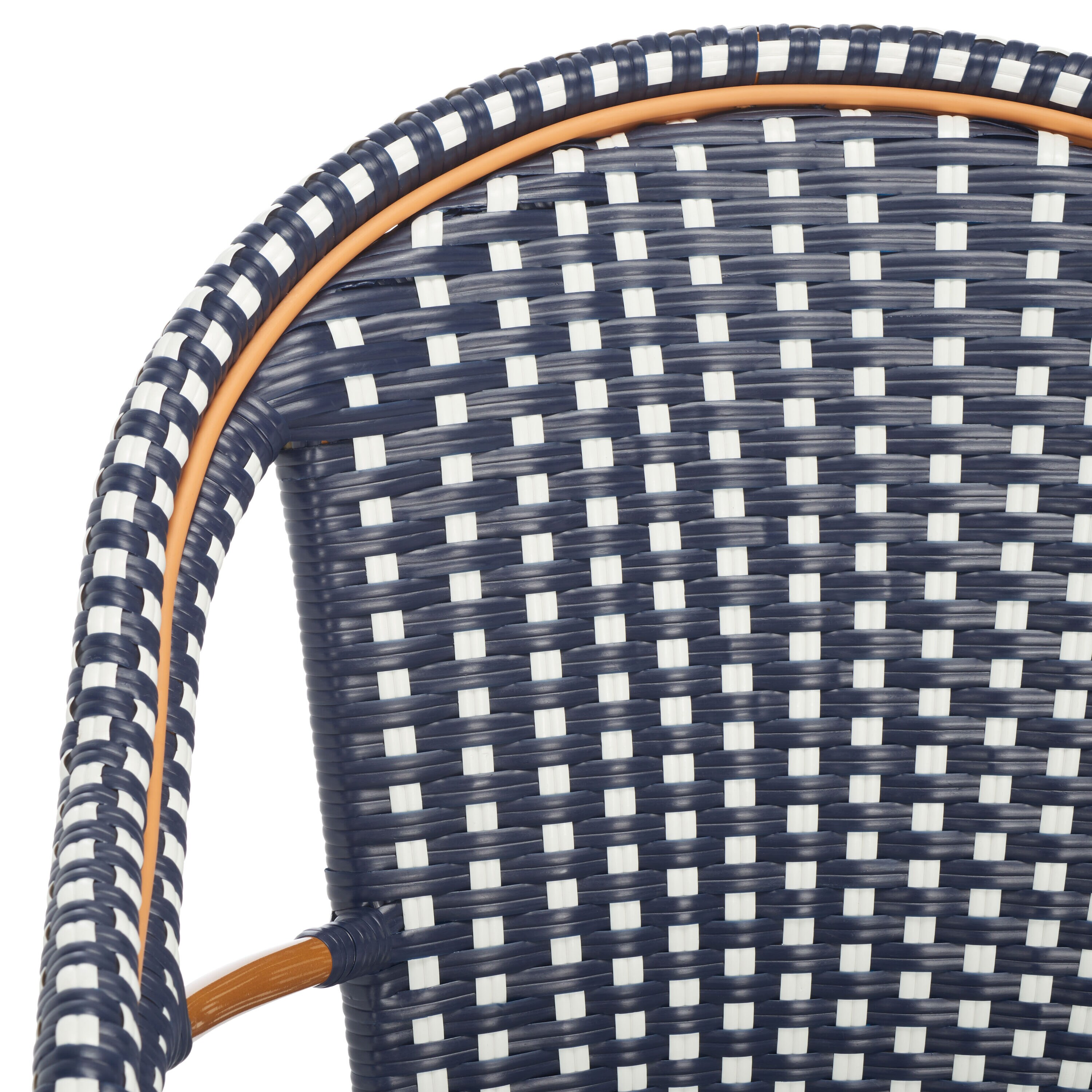 Navy and White Wicker Outdoor Armchair Set of 2