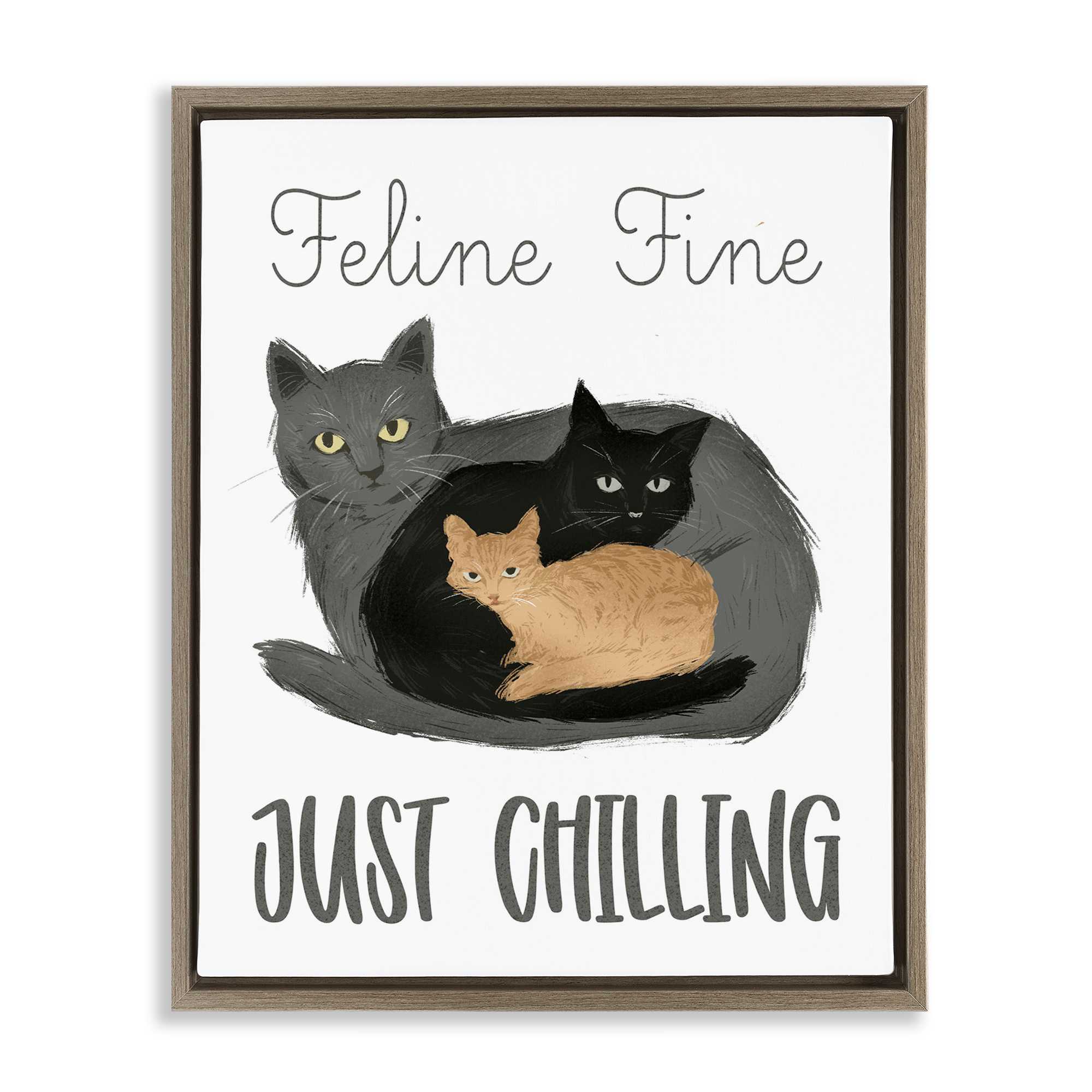 Stupell Industries BT-200-FFE-24X30 Feline Fine Just Chilling Floating Frame design by Ziwei Li