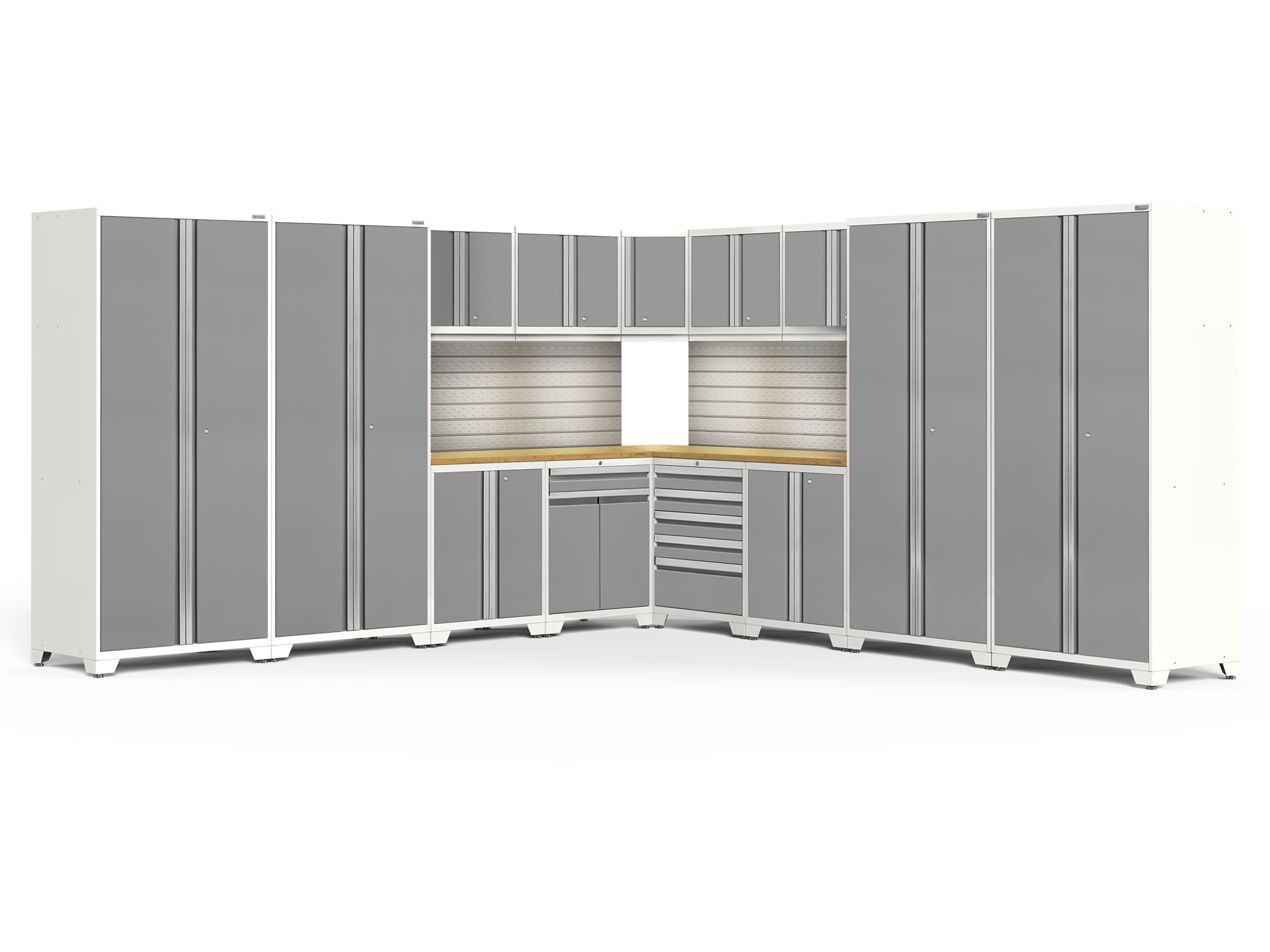 NewAge Products 58936 304-in W x 84.75-in H x 24-in D 13 -Cabinets Steel Platinum Garage Storage System