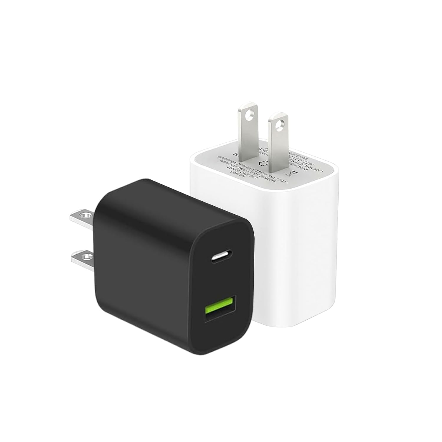 LENCENT Dual Port 20W Fast Charging Wall Adapter with USB-C and USB-A Ports for iPhone iPad Samsung Android Devices 2-Pack