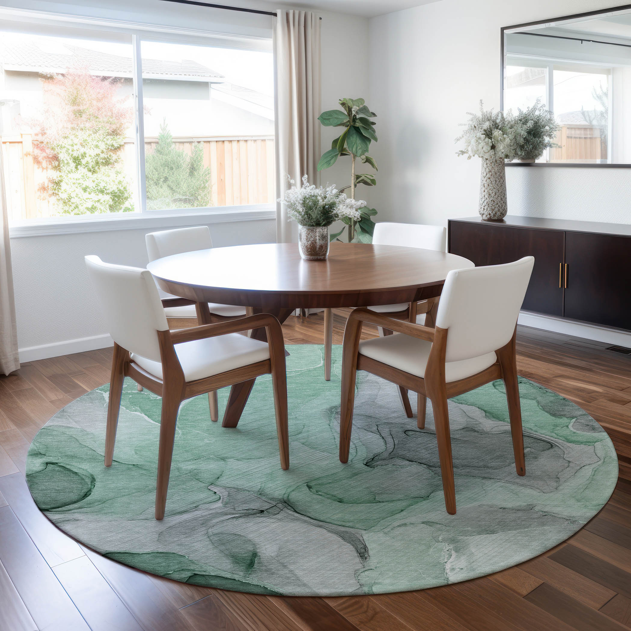 Addison Rugs ACN504GE8RO Chantille ACN504GE 8 x 8 (ft) Polyester Green Round Indoor/Outdoor Abstract Machine washable Area rug