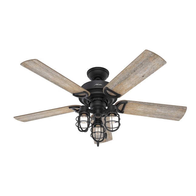 Hunter Starklake 52 In Natural Iron Indoor Outdoor Ceiling Fan With Light 5 Blade The Fans Department At Lowes Com