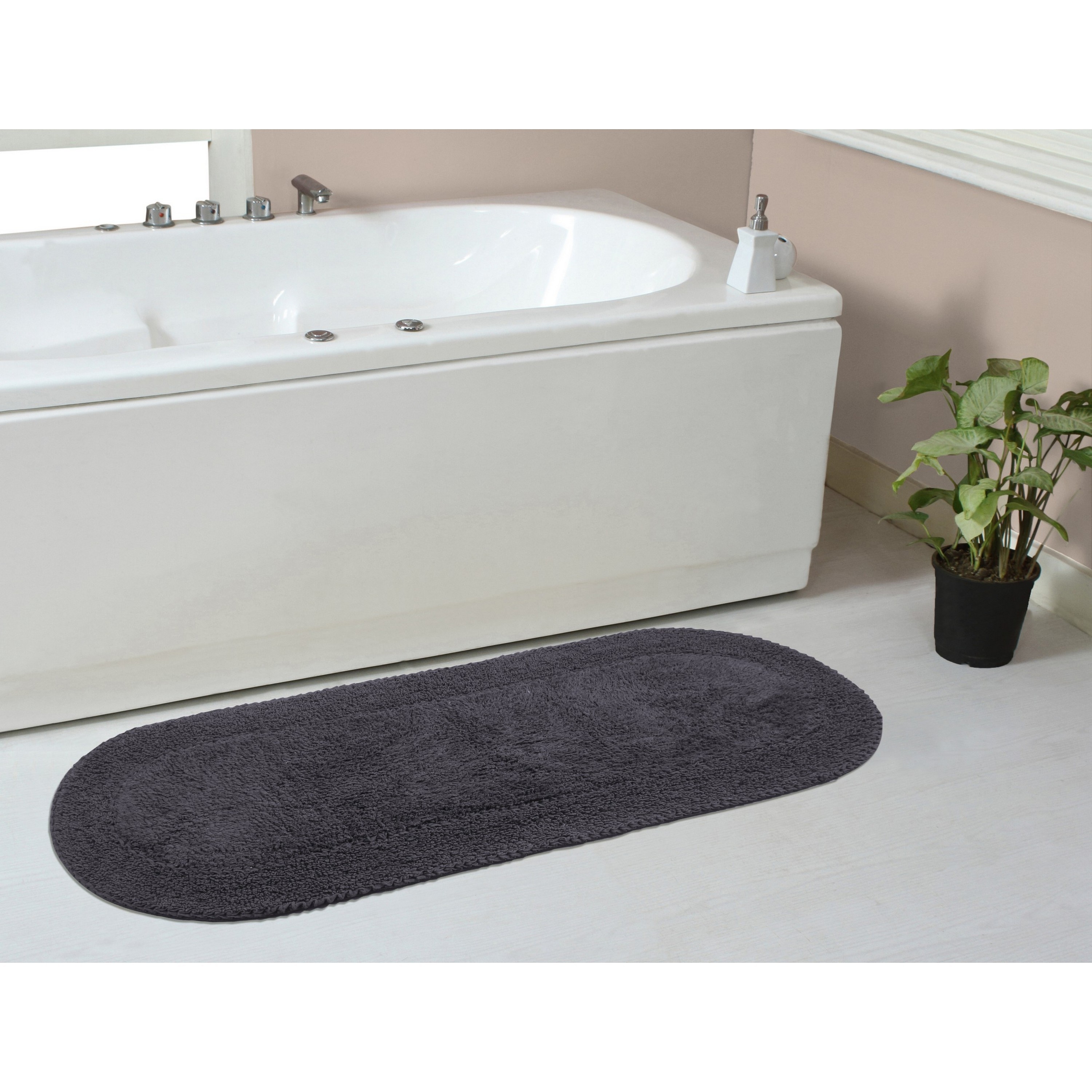 Home Weavers BDR2154GY Double Ruffle 21-Inches x 54-Inches Gray Cotton Bath runner