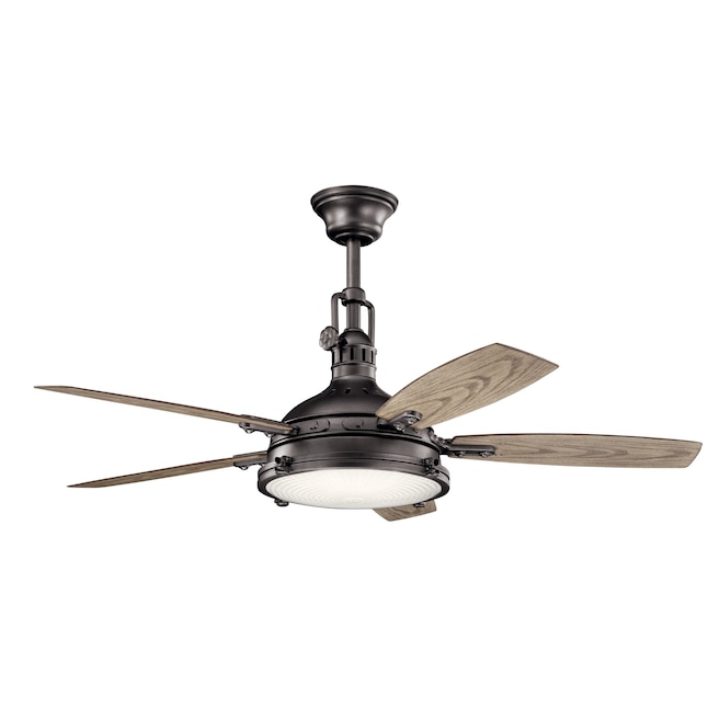 Kichler Hatteras Bay 52 In Anvil Iron Led Indoor Downrod Or Flush Mount Ceiling Fan With Light Remote 5 Blade The Fans Department At Com - Kichler Rustic Ceiling Fans With Lights