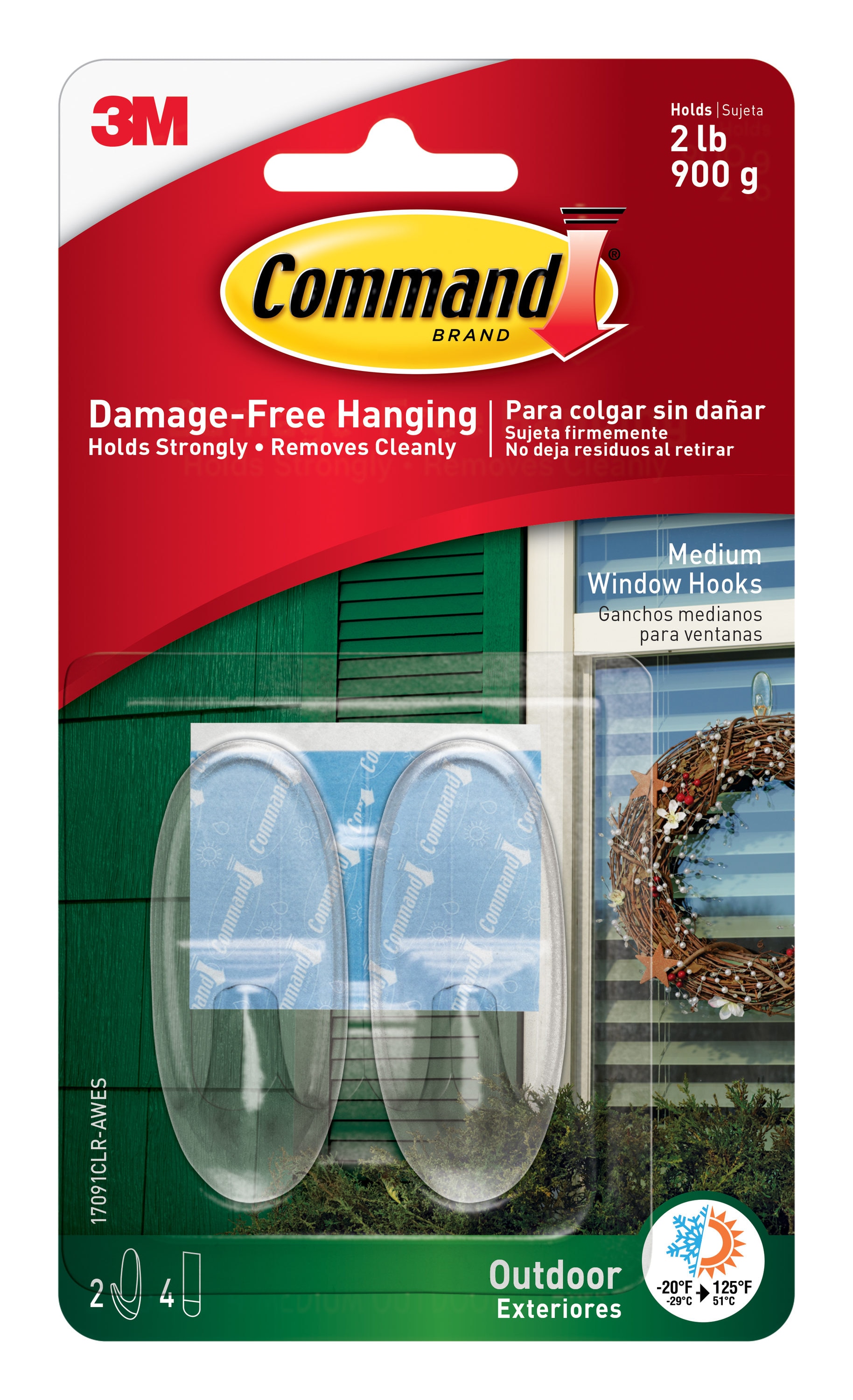 Command Medium Outdoor 2-Pack Clear Adhesive Window Hook (2-lb Capacity) in  the Utility Hooks & Racks department at