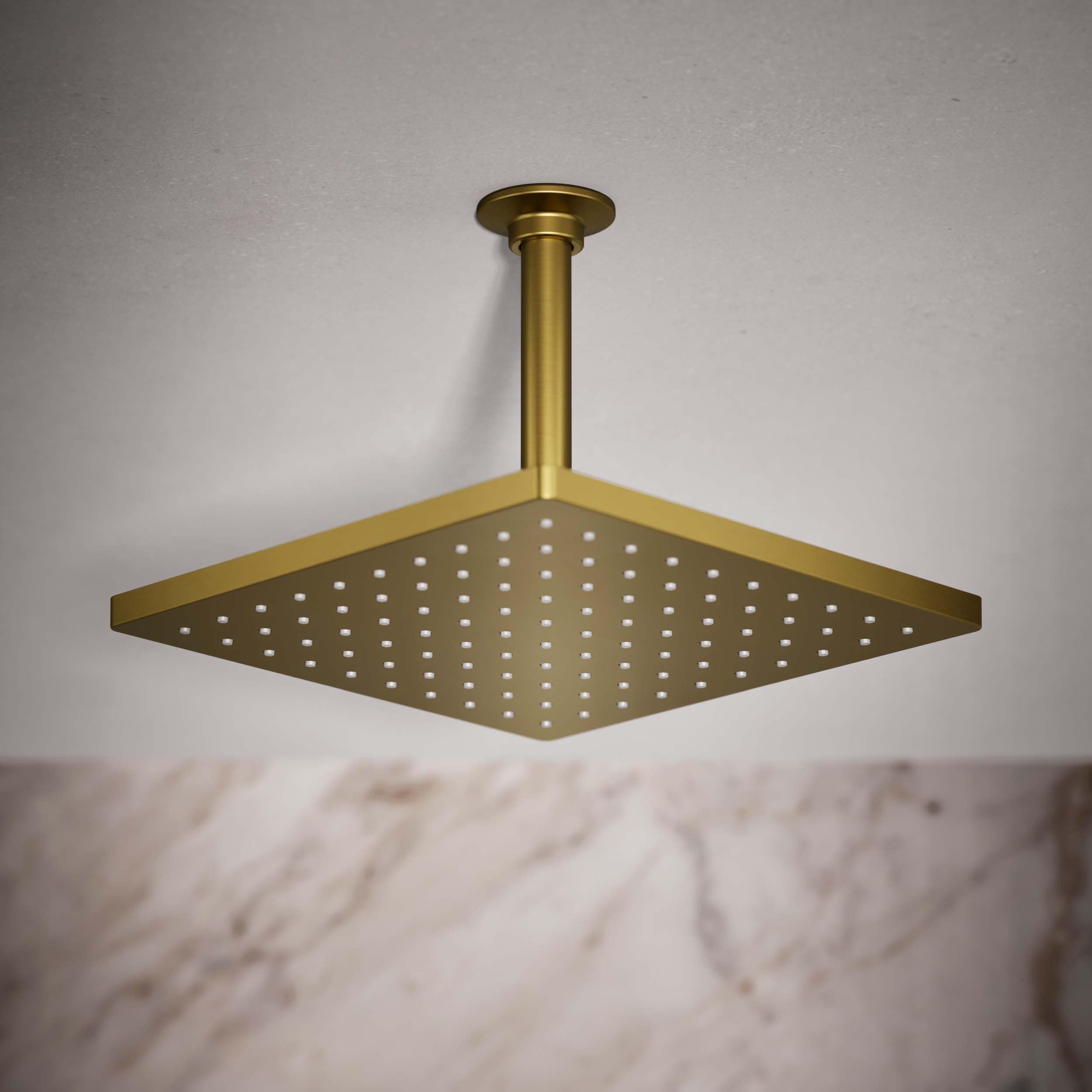 Vibrant Brushed Moderne Brass Square Rain Showerhead