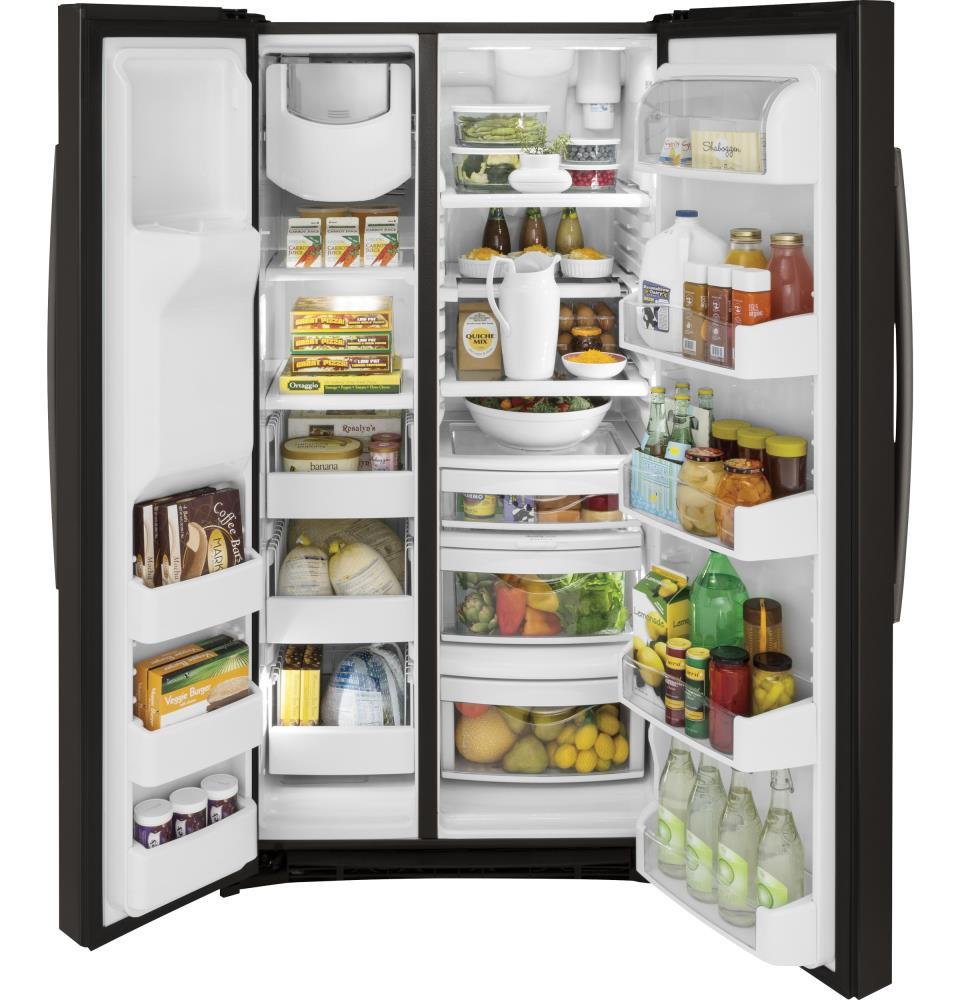 GE Profile 25.3-cu ft Side-by-Side Refrigerator with Ice Maker (Black ...
