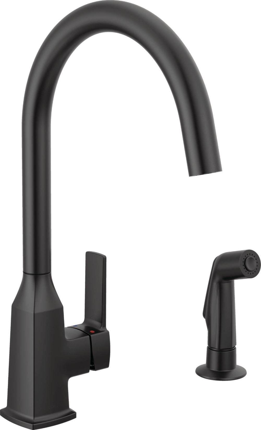Peerless P1971LF-BL Ezra Matte Black Single Handle Deck-mount Kitchen Faucet ( Deck Plate Included ) ( Side Sprayer Included )