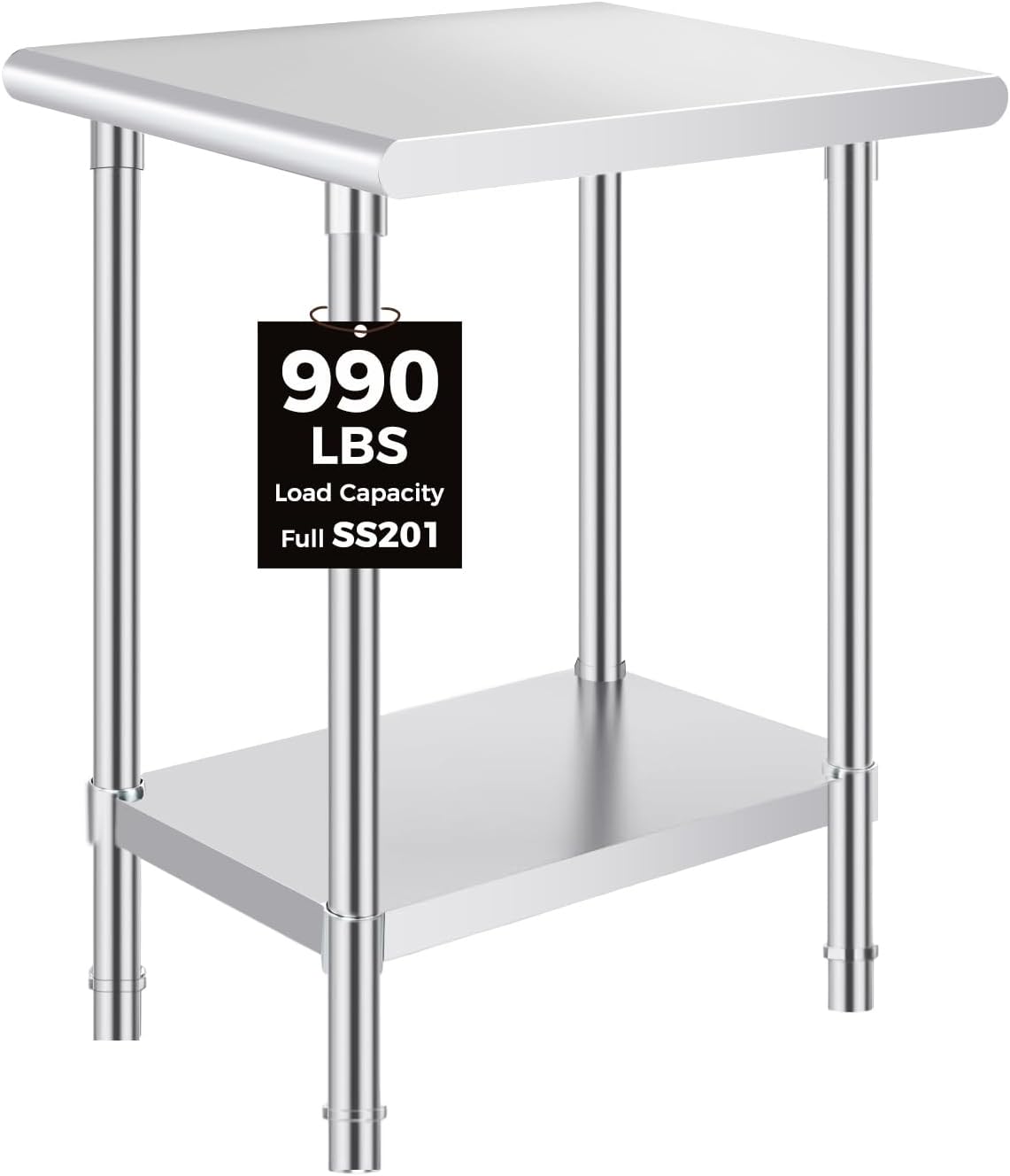 OSTBA Stainless Steel Prep Table 24 x 18 Inch with Backsplash NSF Commercial Heavy Duty Work Table with Adjustable Undershelf and Feet for Restaurant Kitchen Home Hotel