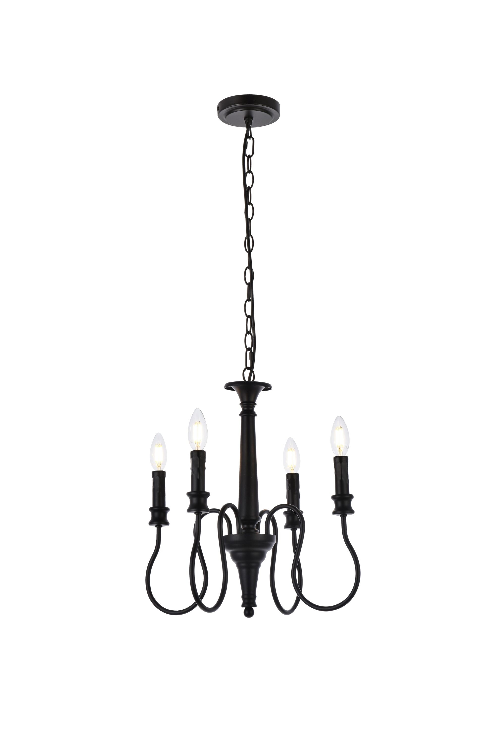 Elegant Decor - Home Furnishing 4 -Light Black Mid-century Drum Medium Hanging Pendant Light