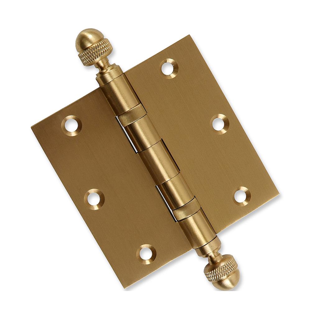 EMBASSY 3535BBUS4A-1 3-1/2-in H Square Satin Brass (US4) Mortise Interior/Exterior Door Hinge