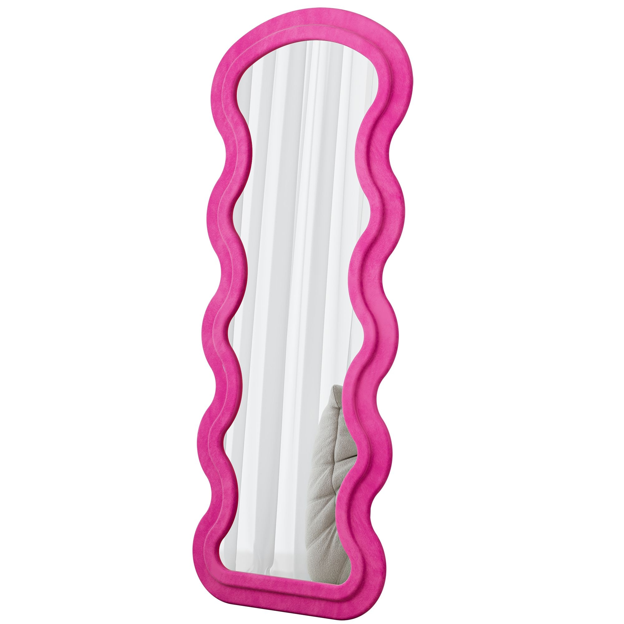 Poinic LS-PHF6324FP 24-in W x 63-in H Irregular Pink Framed Full Length Floor Mirror