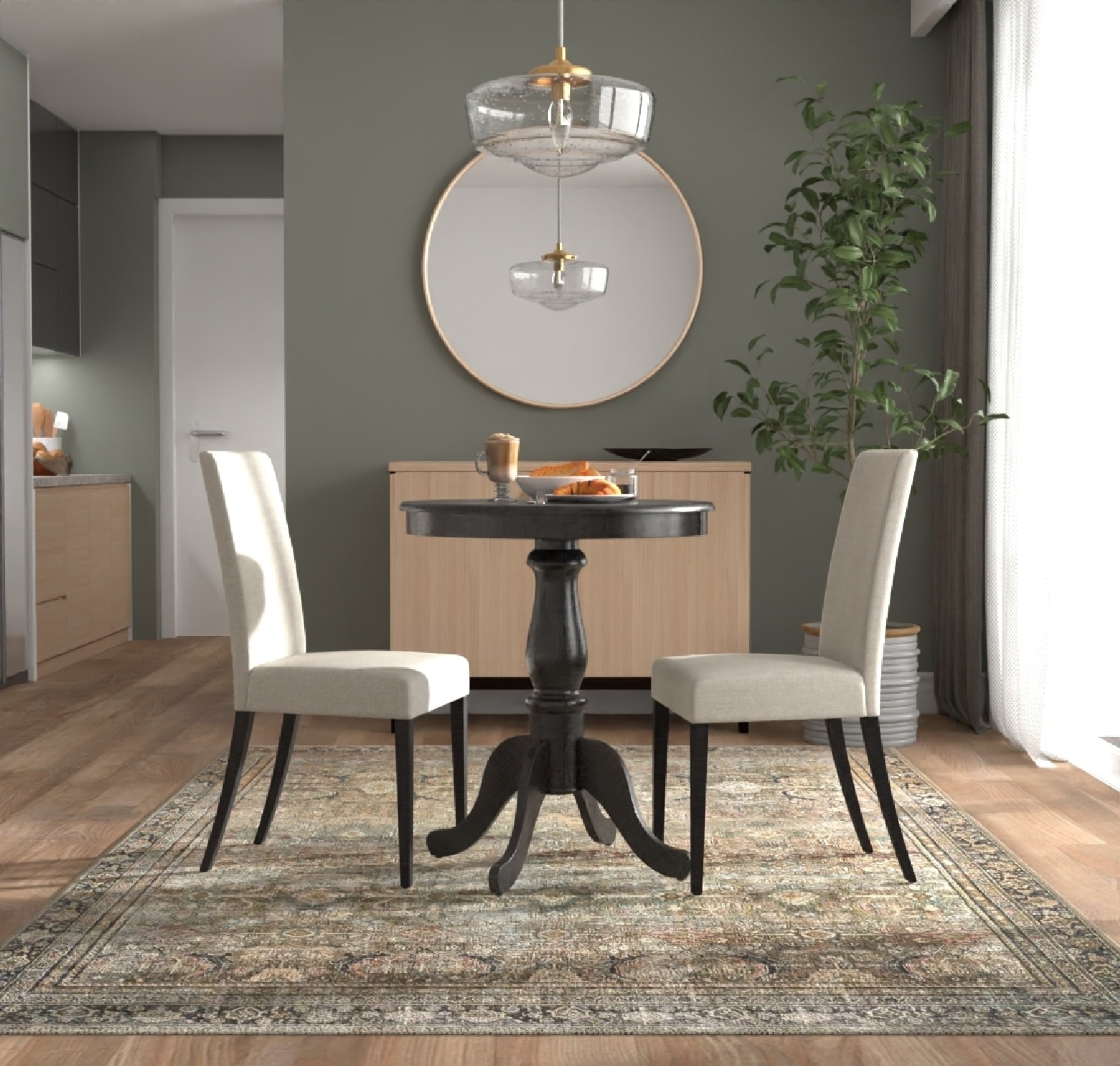 Brinsfield Espresso 30" Round Wood Transitional Counter-Height Table