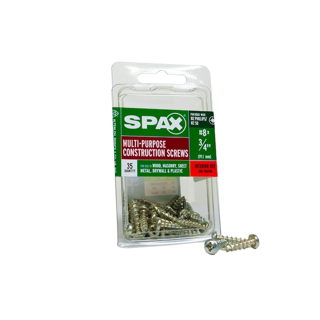SPAX #8 x 3/4-in Zinc-Plated Multi-Material SPAX Multi-Purpose Interior  Wood Screws (35-Per Box) in the Wood Screws department at