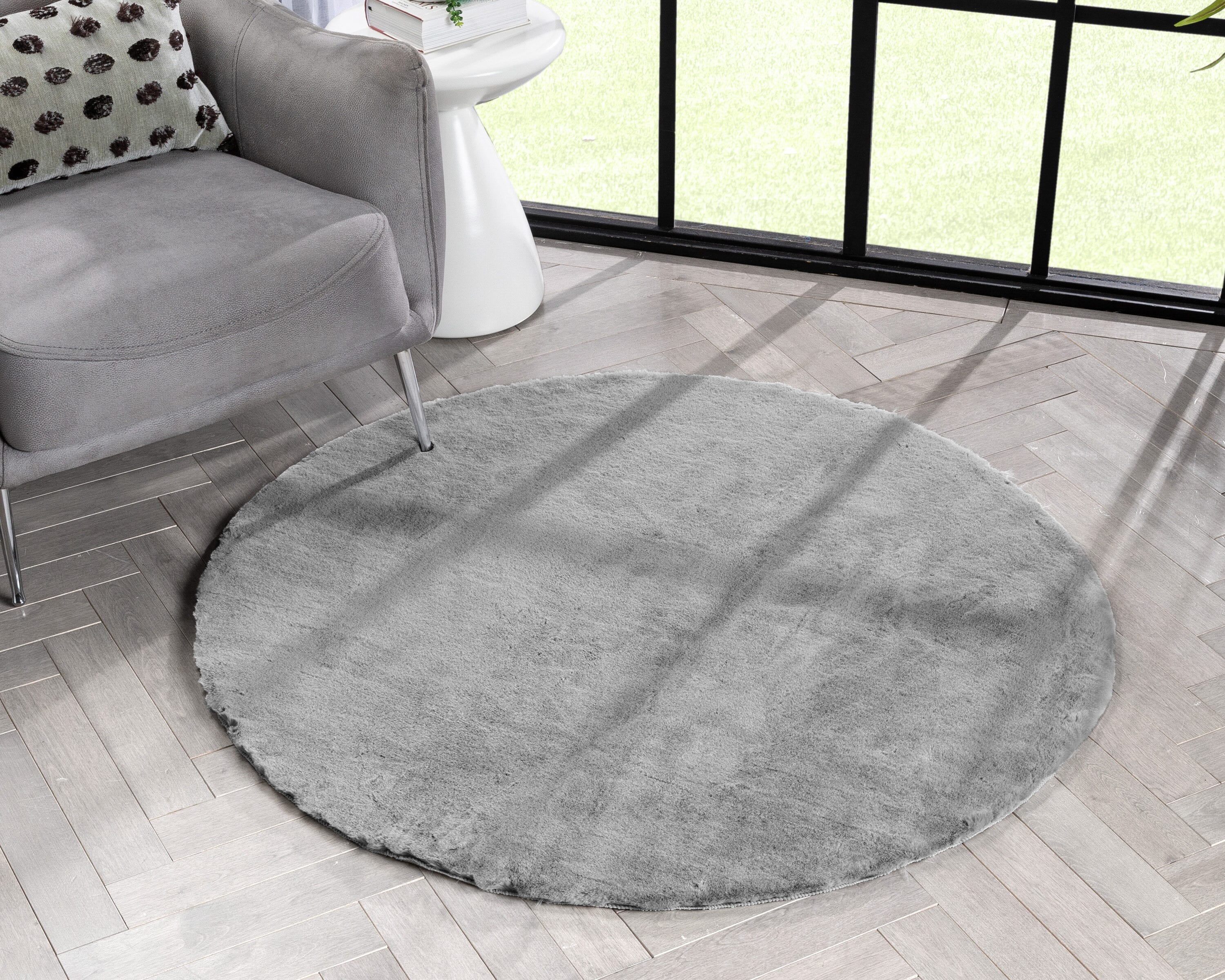 Well Woven OPA-17-4R Opal 4 x 4 (ft) Loomed Polyester Grey Round Indoor Abstract Mid-Century Modern Area rug