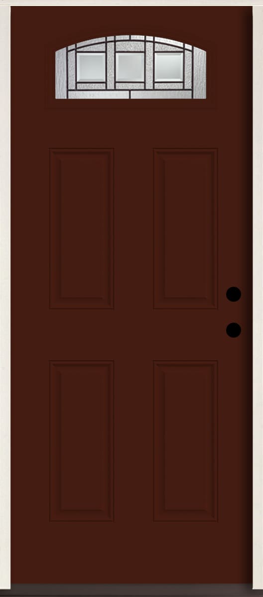 RELIABILT LO963616 Craftsman 36-in x 80-in x 4-5/8-in Fiberglass 1/4 lite Left-hand inswing Currant Paint Painted Prehung Front Door Insulating core