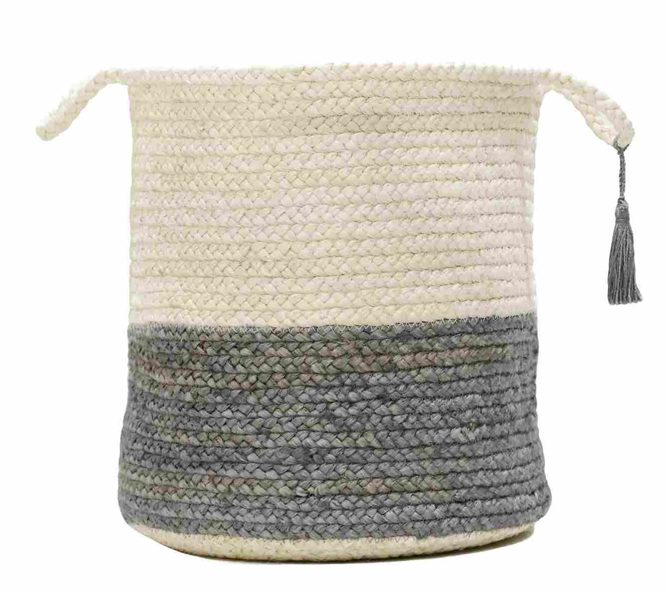 LR Home 5298A0084934J8 ( 17-in W x 17-in H x 17-in D ) Bleached White/Off-White/Frost Gray Jute Basket