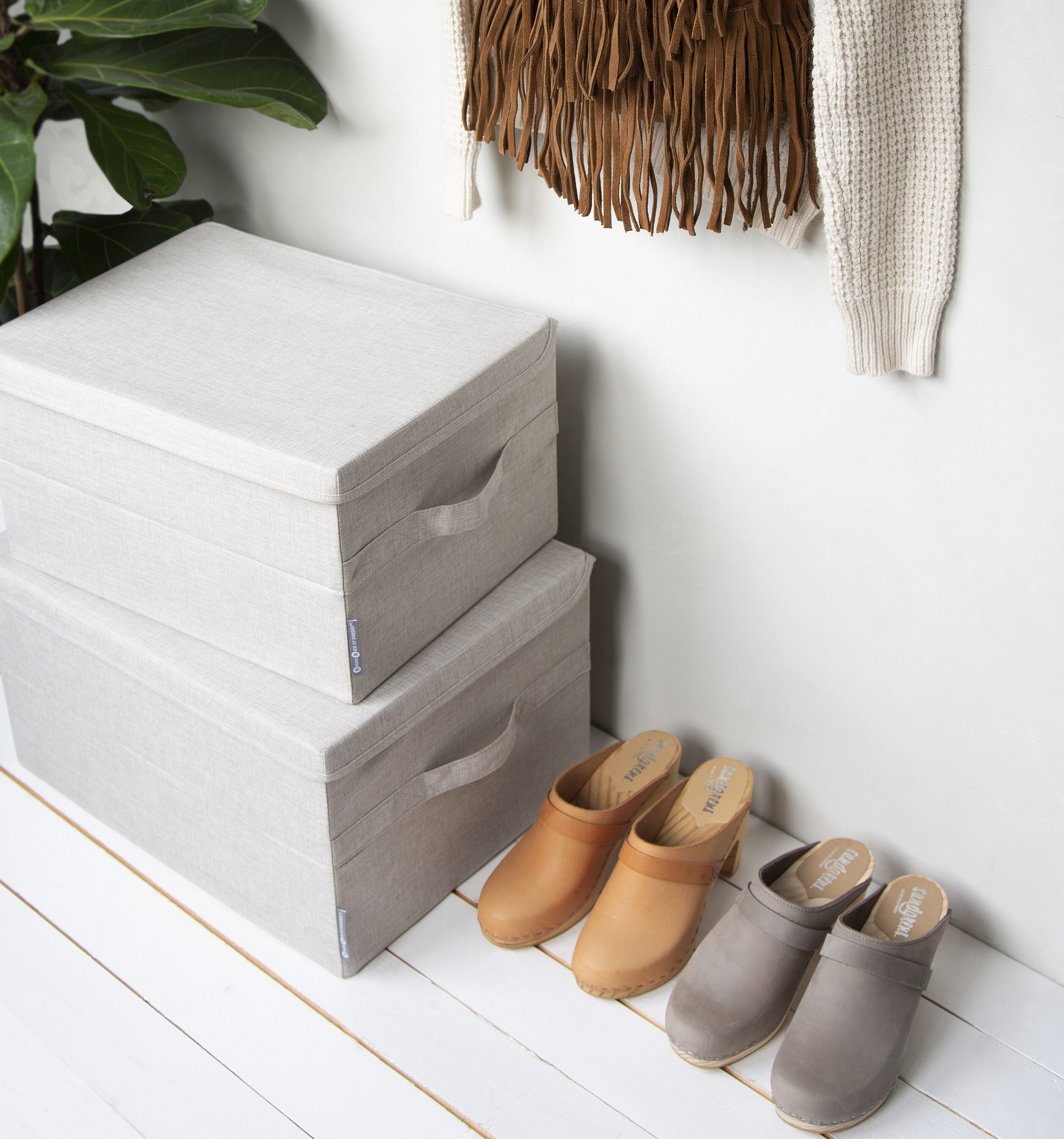 Grey Fabric Storage Box with Lid by Bigso Sweden