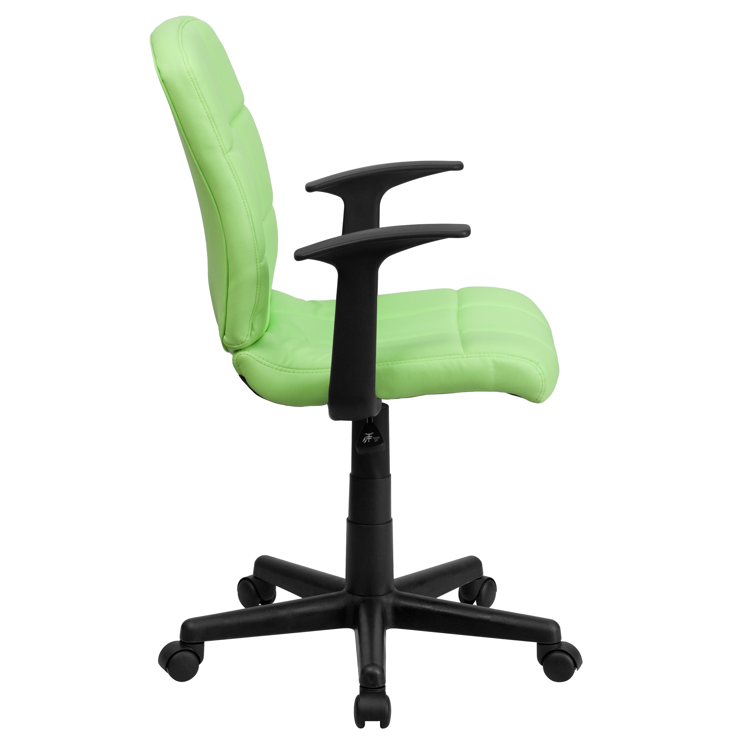 ErgoFlex Mid-Back Green Vinyl Swivel Task Chair with Fixed Arms