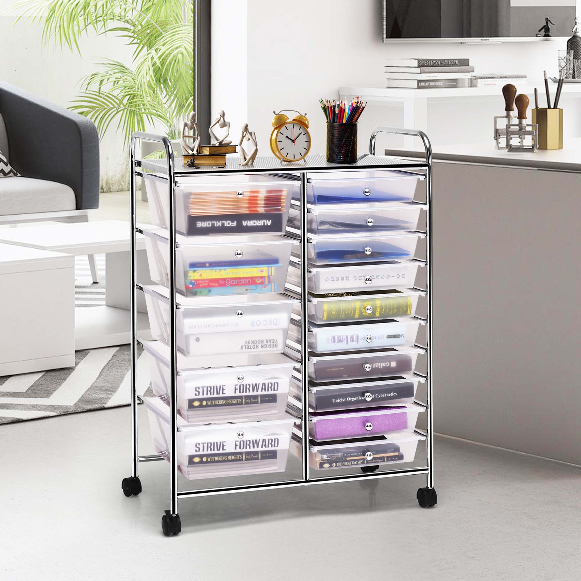 Goplus 34-in 15-Drawer Rack Utility Cart in the Utility Carts department at