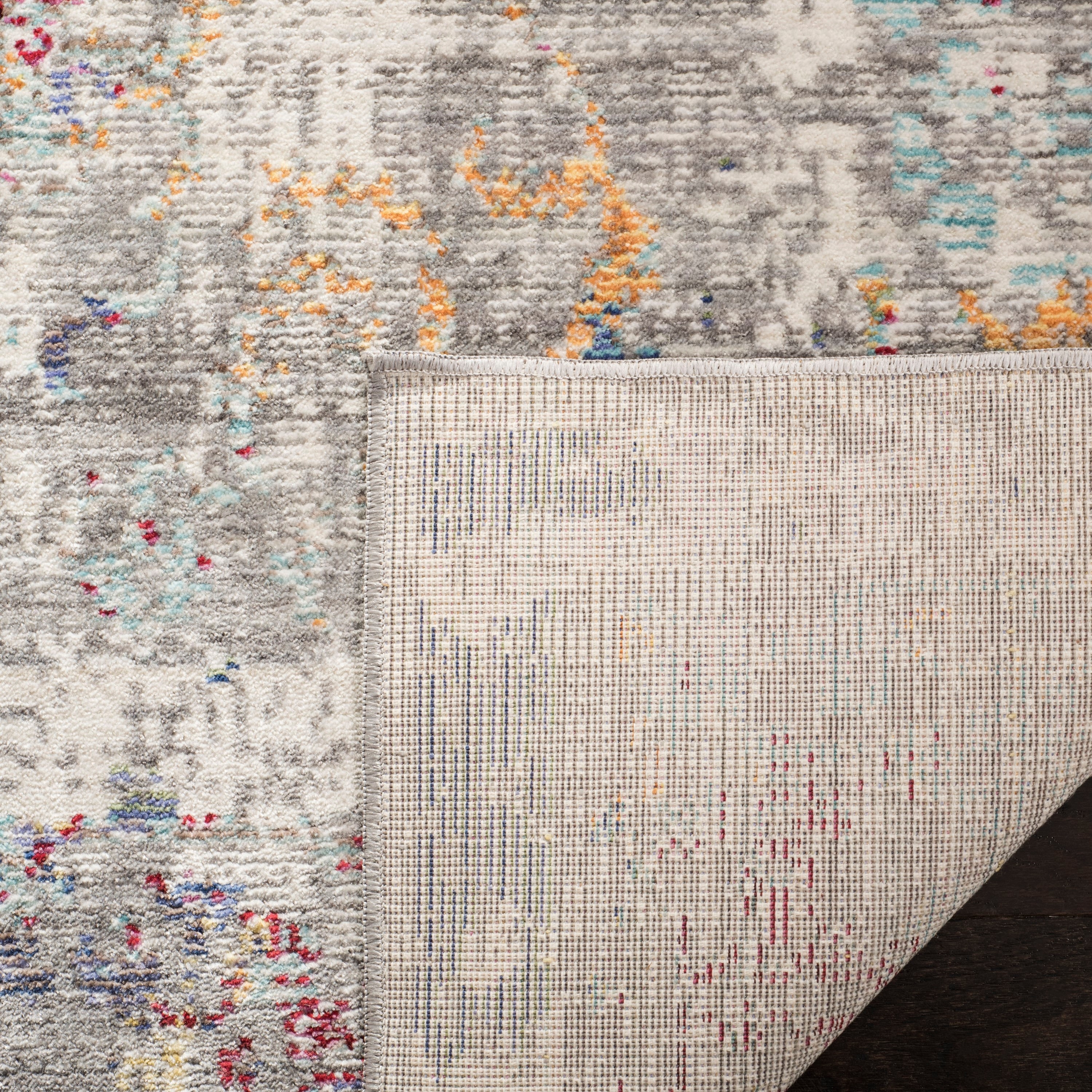 Mystique Gray and Multicolor Abstract 3' x 5' Synthetic Area Rug