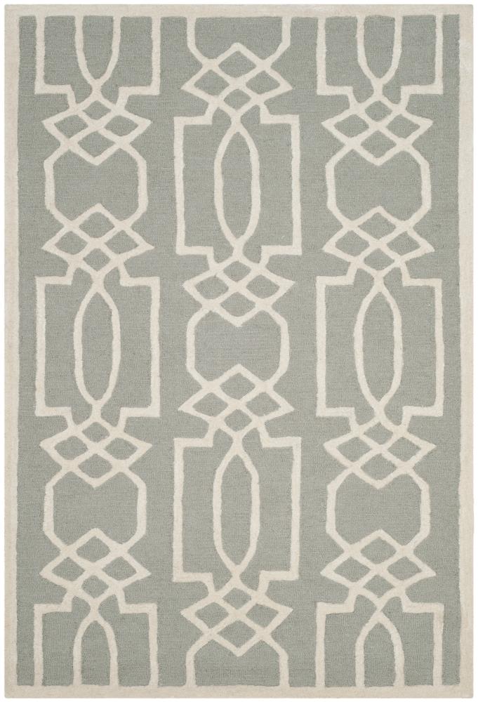 Safavieh BEL138B-4 Bella Soma 4 x 6 (ft) Tufted Wool Gray/Ivory Rectangular Indoor Geometric Farmhouse/Cottage Area rug