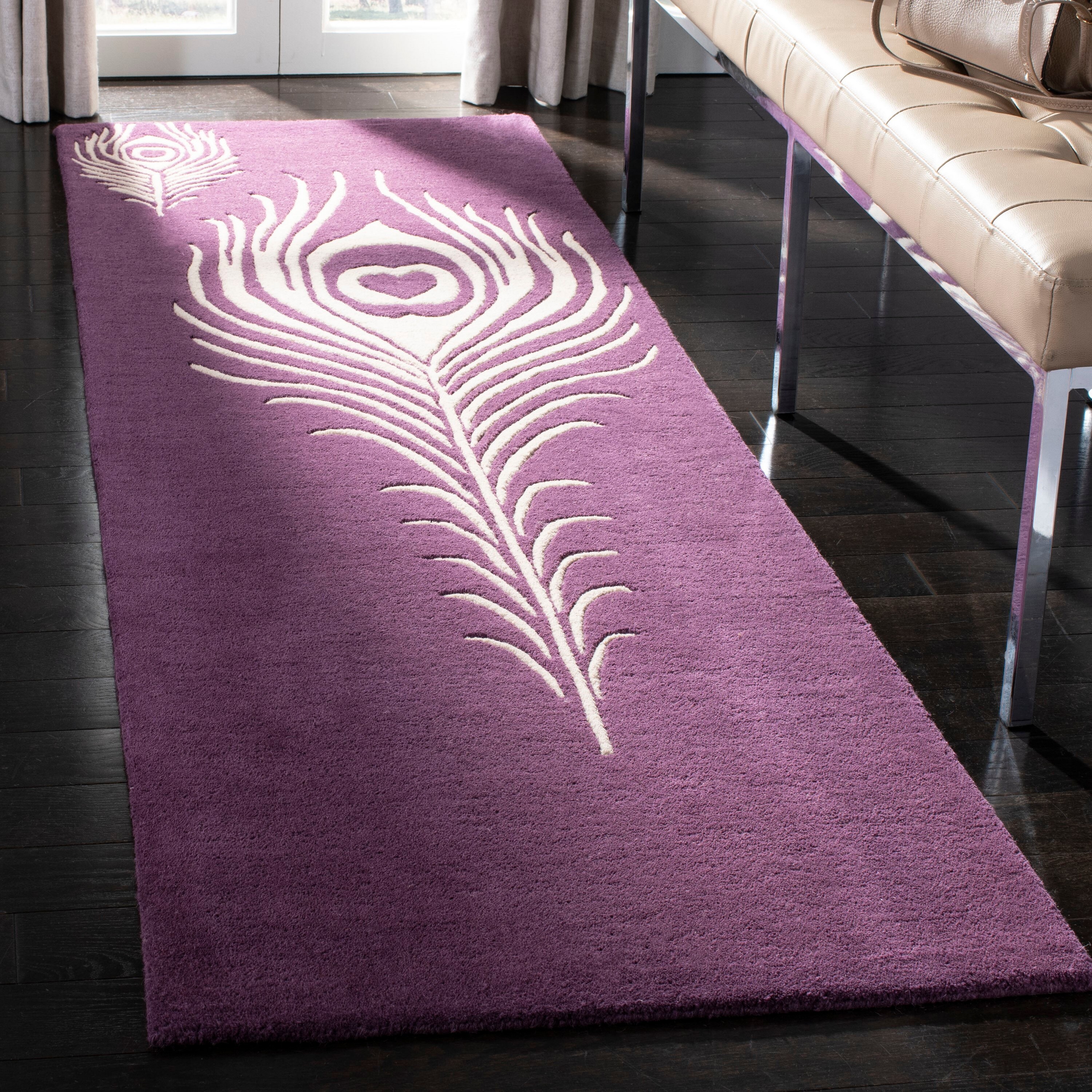 Safavieh SOH704A-28 Soho Pinion 3 x 8 (ft) Tufted Wool Purple/Ivory Rectangular Indoor Abstract Runner rug