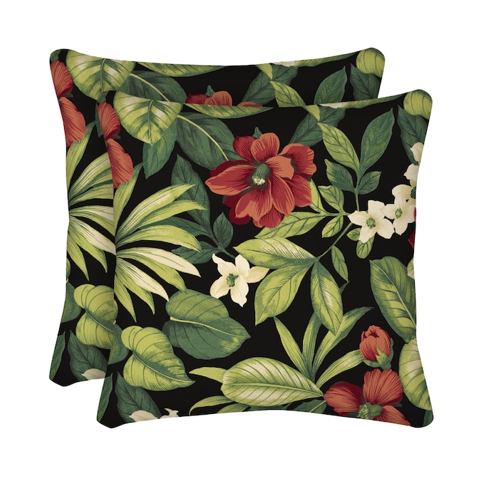 Style Selections 2-Pack Floral Black, Green, Red, Cream Square Throw ...