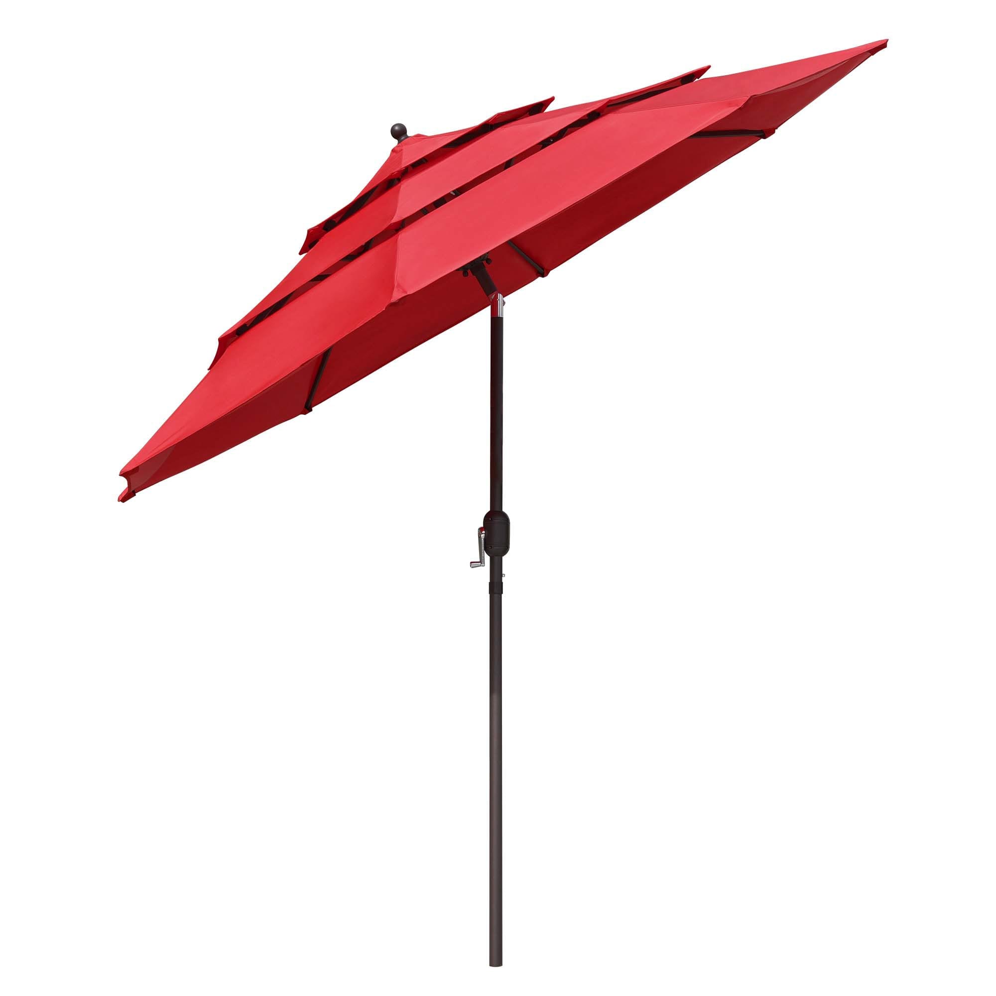 Yescom 07UMB039-3T10F-02-LO 10 Ft 3 Tier Patio Umbrella with Crank Handle Push to Tilt Home Garden
