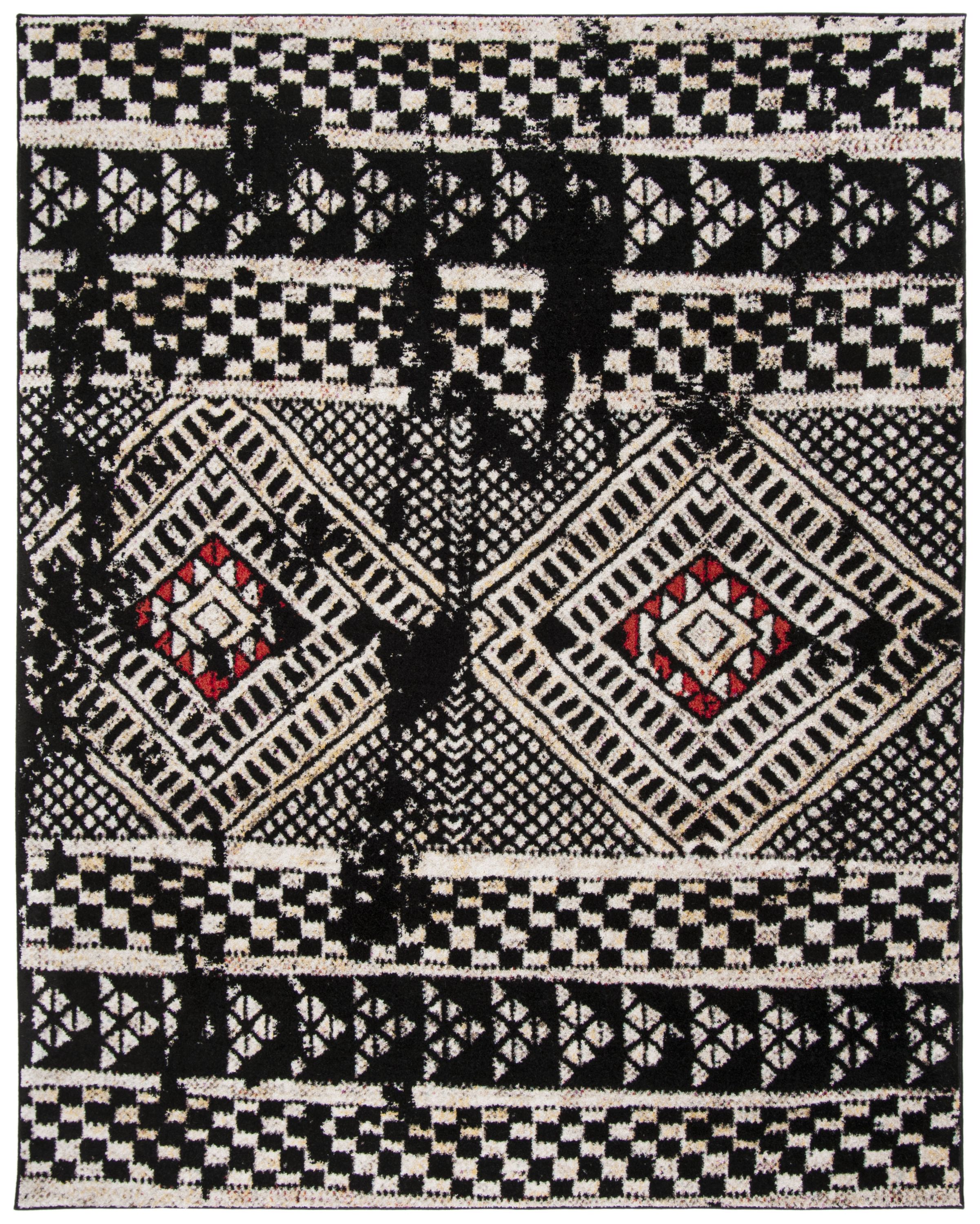 Safavieh ADR202Z-9 Adirondack Zabi 9 x 12 (ft) Loomed Polypropylene Black/Light Gray Rectangular Indoor Abstract Bohemian/Eclectic Area rug