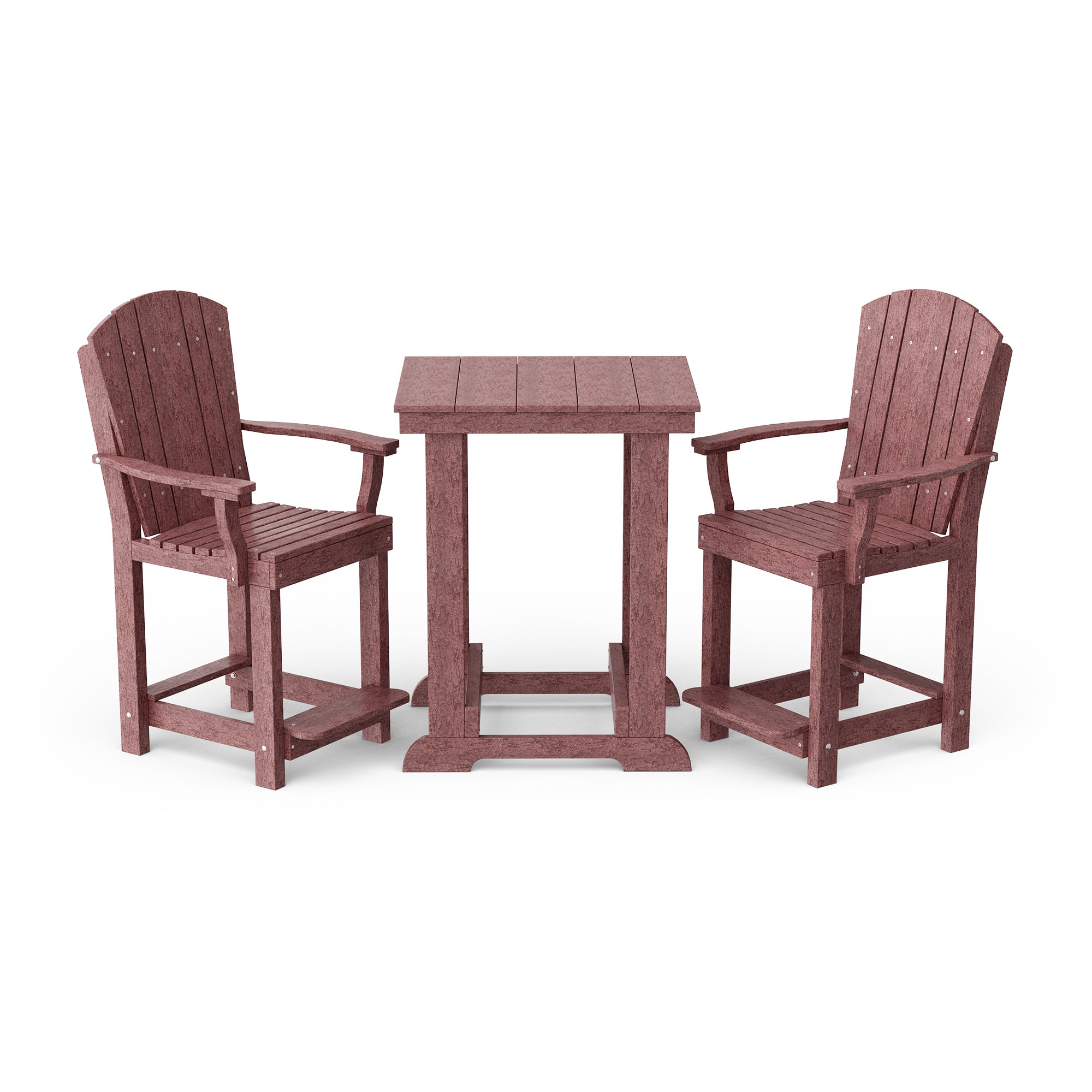 Wildridge LCC-170-CW Heritage Patio 3 -Piece Cherrywood Balcony Height Patio Dining Set Plastic Square Table with 2 Stationary Chairs