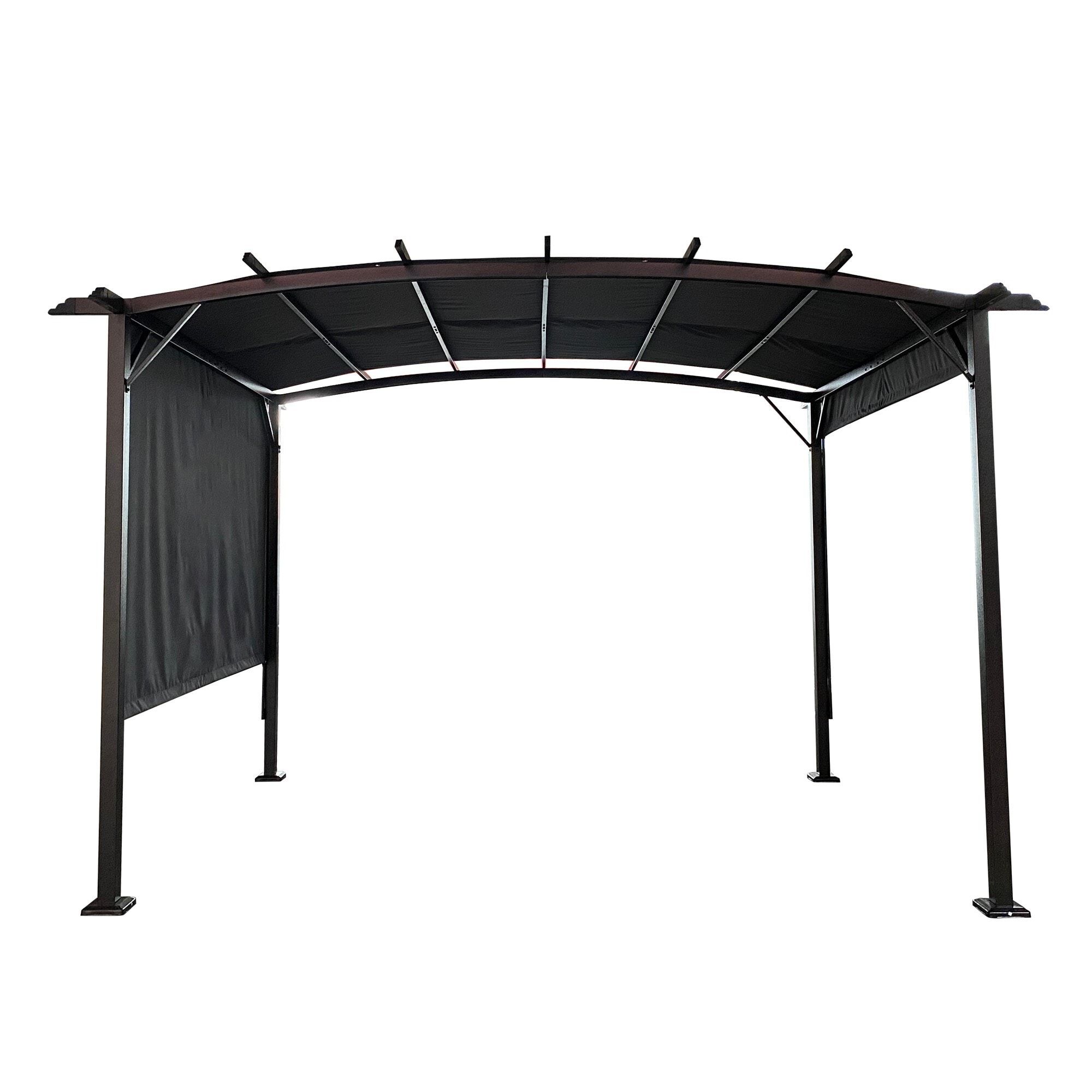 Miki Shinly BY-0042-65QI Pergolas 9-ft W x 12-ft L x 7-ft 6-1/2-in H Gray Metal Freestanding Pergola with Canopy