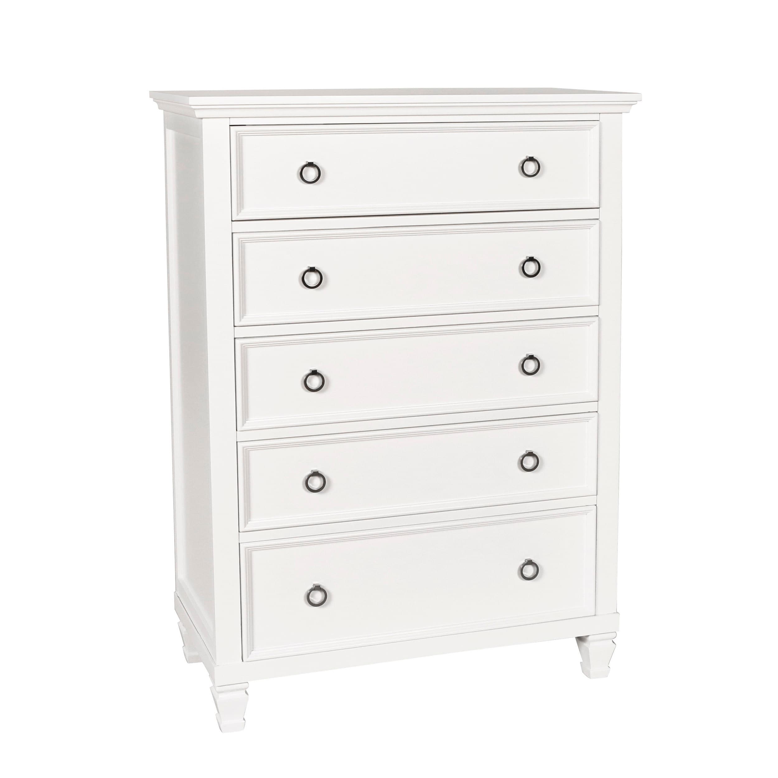 Benzara BM219517 White 5-Drawer Accent Chest