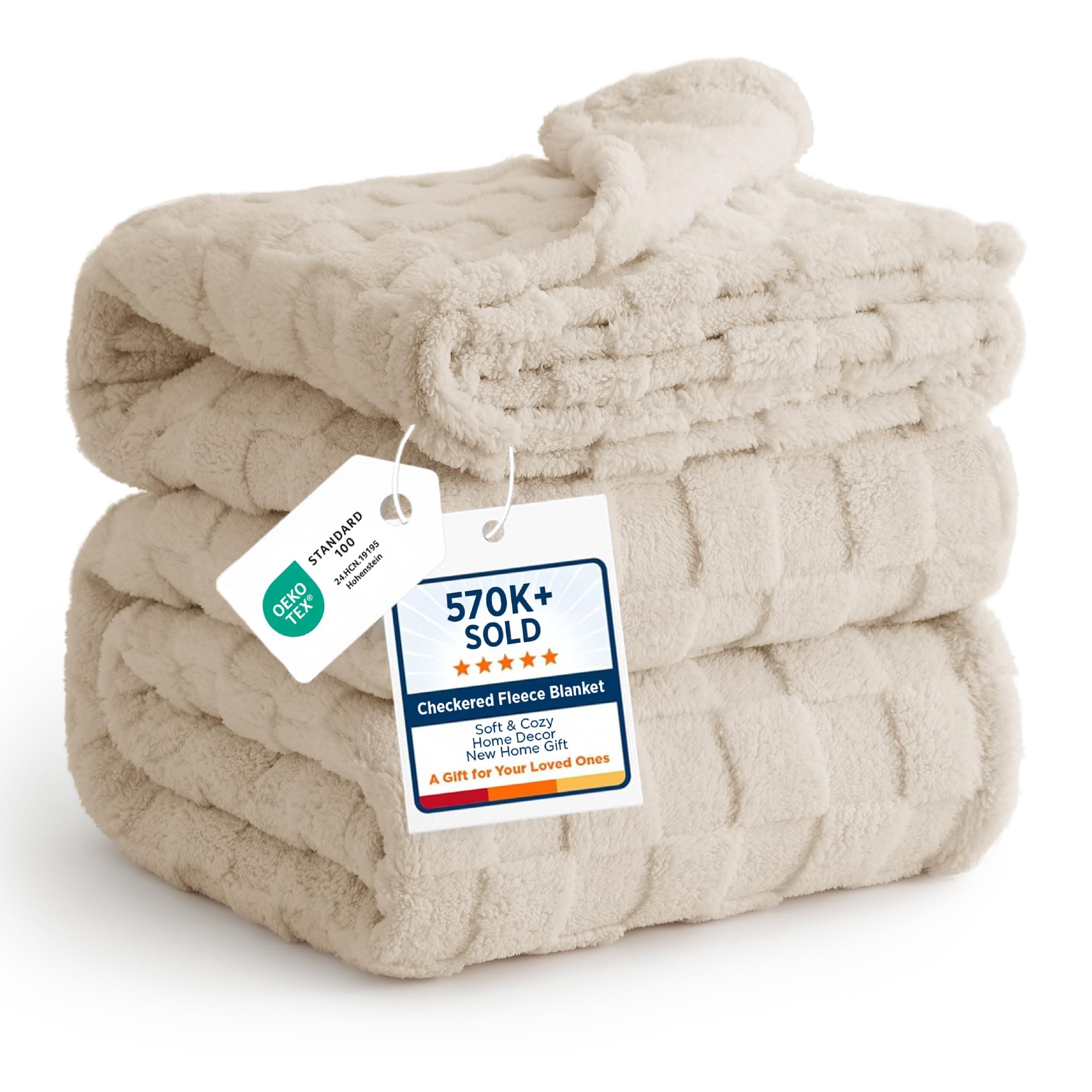 Bedsure Full Size Ultra Soft Warm Lightweight Fleece Blanket in Beige 84x90 Inch for Bed Fuzzy Cozy Breathable Durable Plush Snug Comfortable All Season Premium Quality Home Bedding Accessory