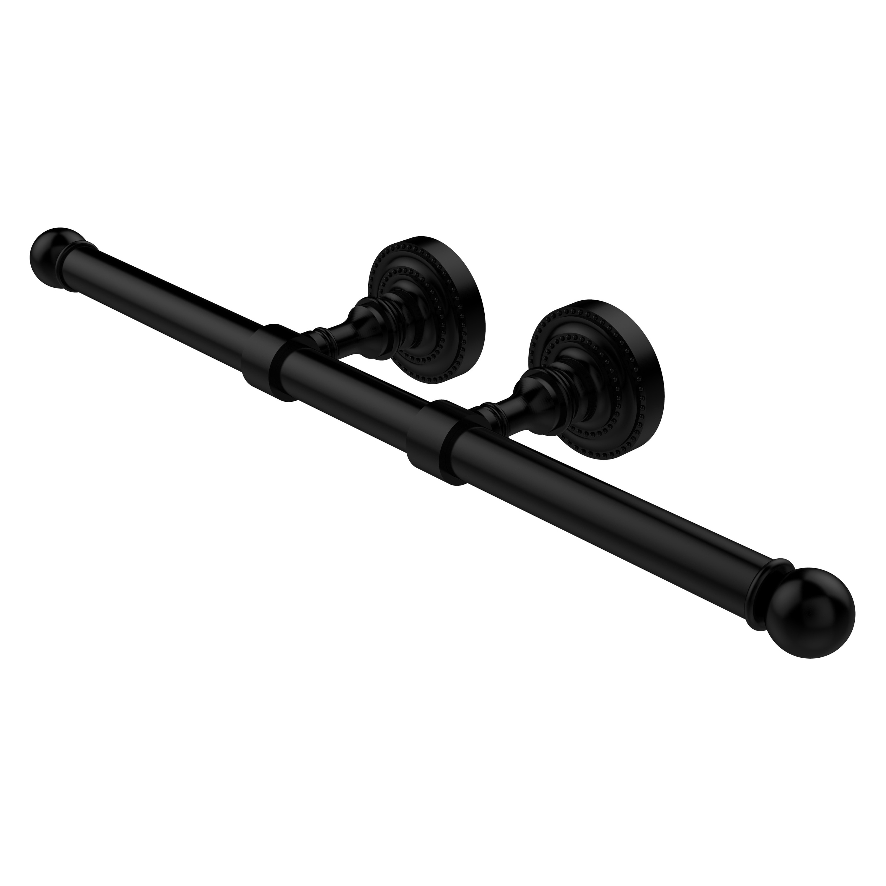 Allied Brass DT-24-2-BKM Dottingham Matte Black Wall mount Double post Toilet Paper Holder 2 -Rolls with Storage