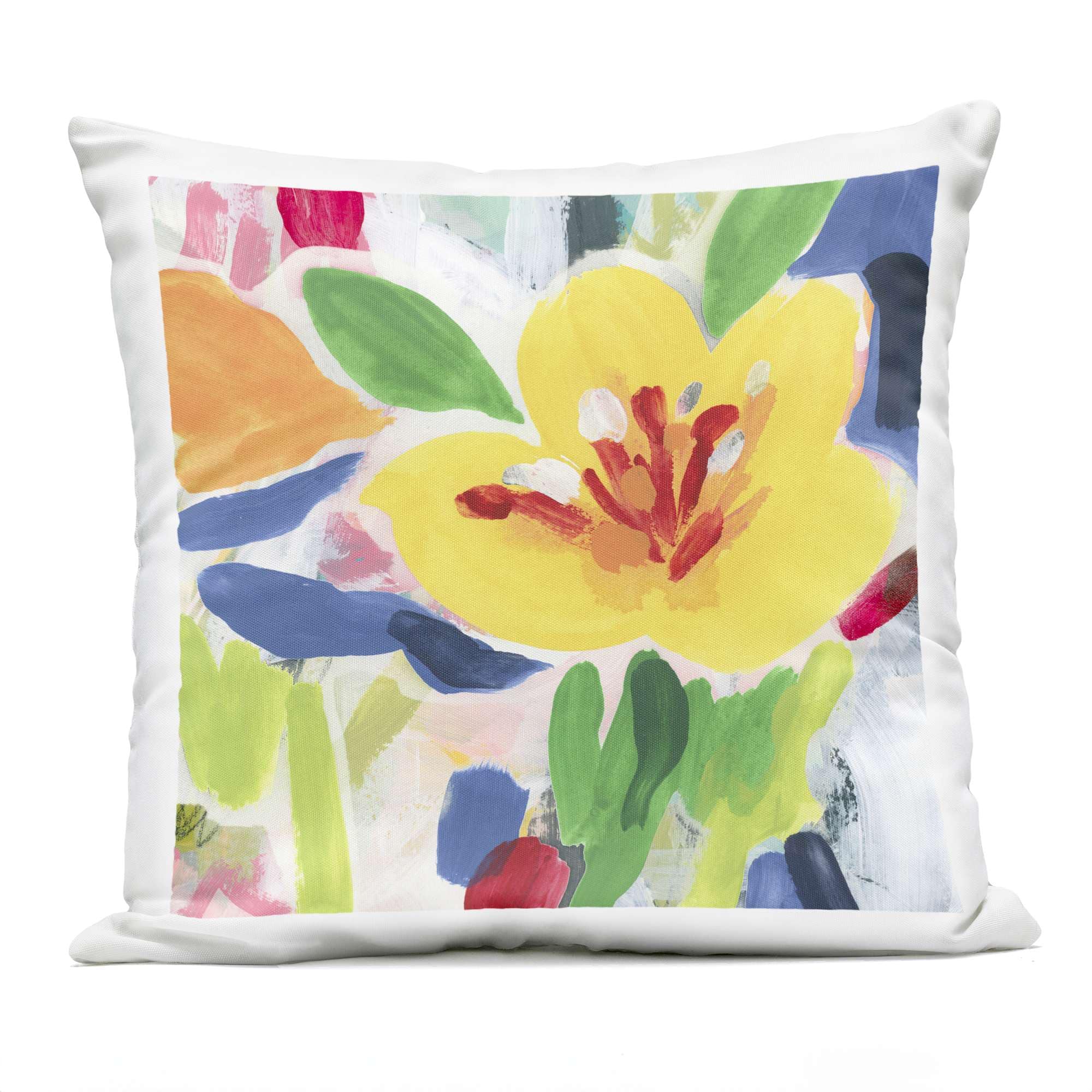 Stupell Industries PLO-857-OSQ-18X18 Bright Yellow Buttercup Blooms Outdoor Printed Pillow design by June Erica Vess