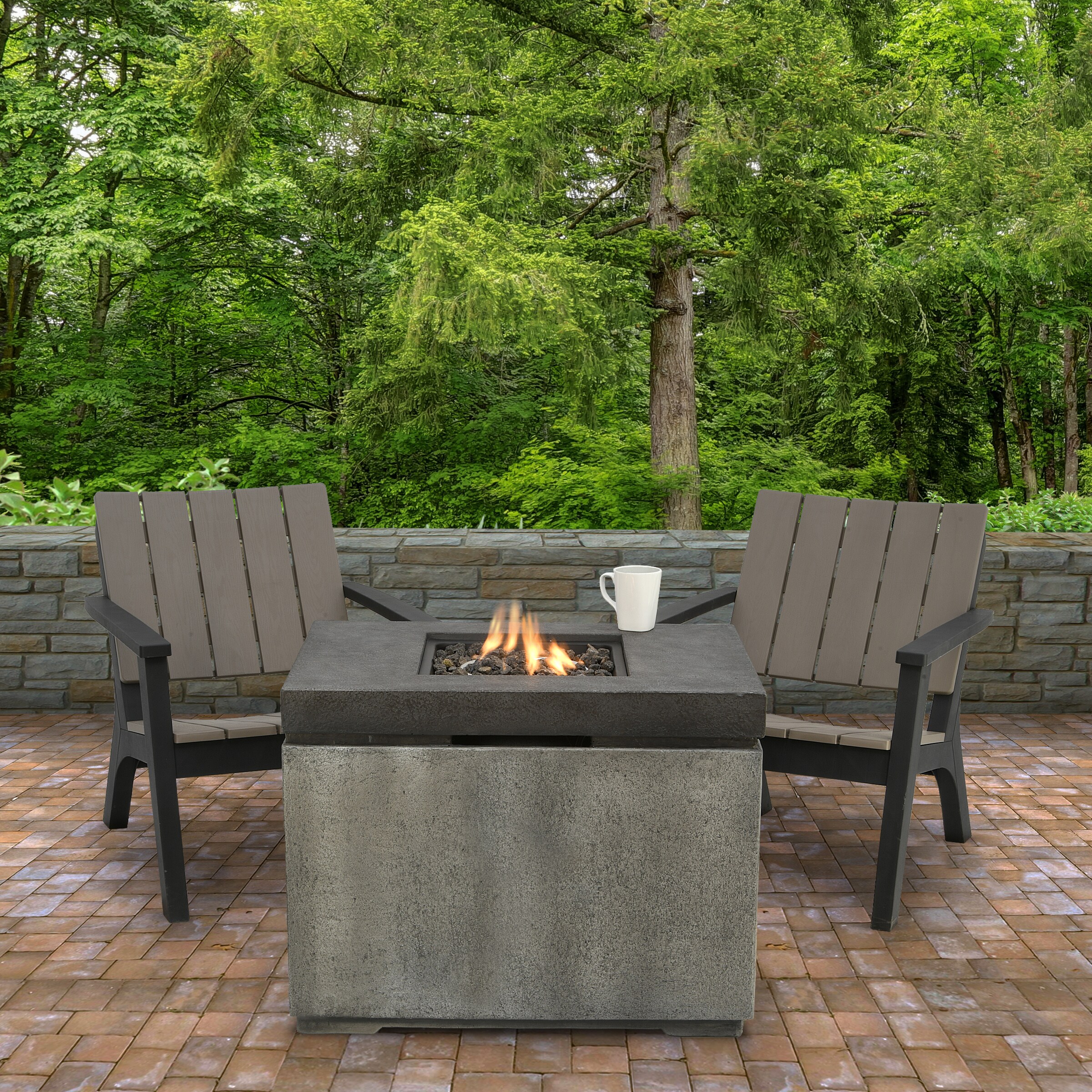 National Outdoor Living 24 In W 50000 Btu Gray Concrete Propane Gas Fire Pit Table At 