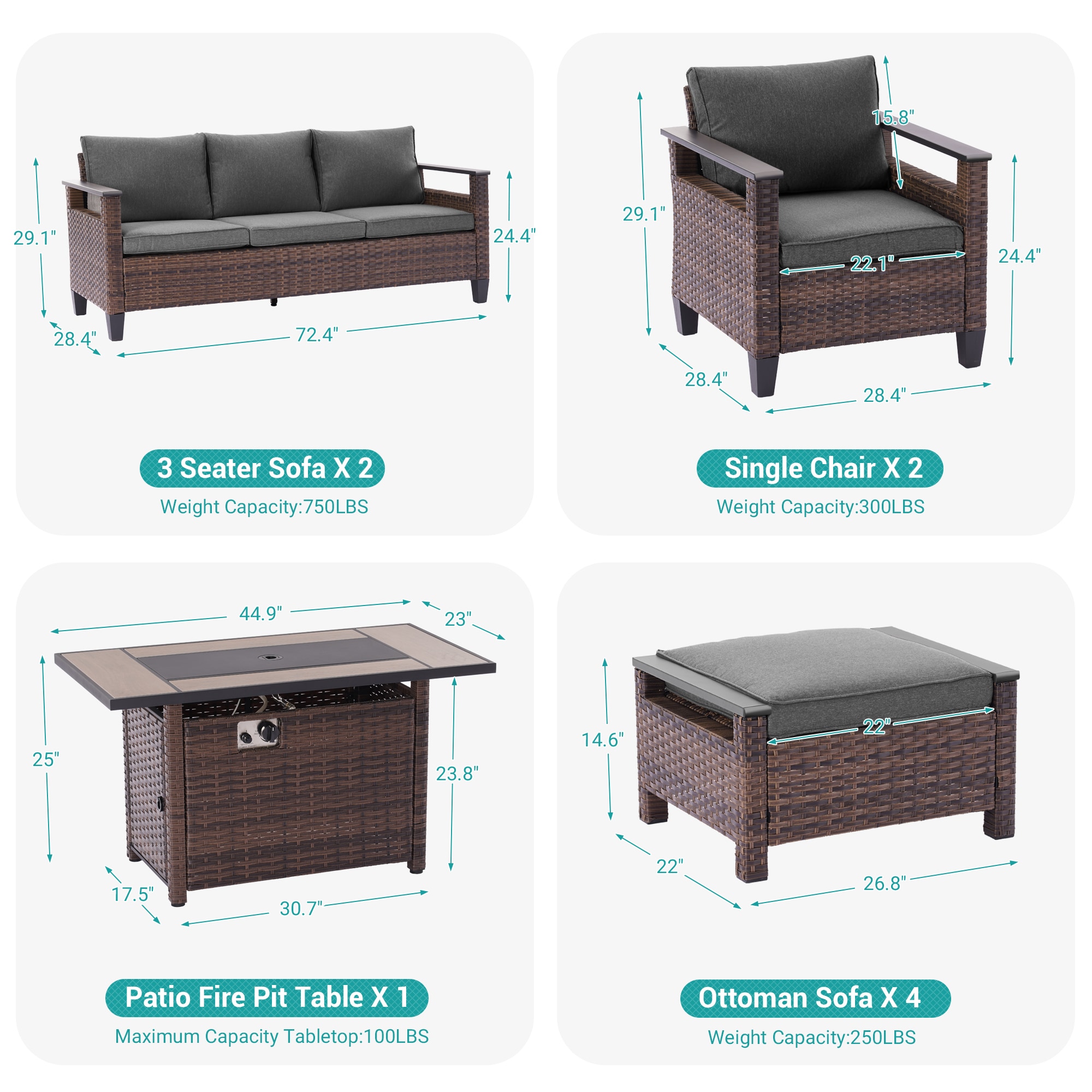 Sonkuki SD-PS-126BBK-S1T5 Patio-Conversation-Sets - View #3