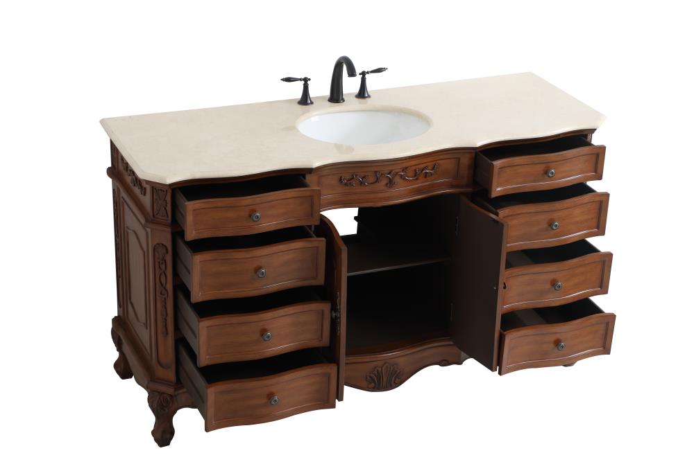 Elegant Decor First Impressions 60-in Brown Undermount Single Sink ...