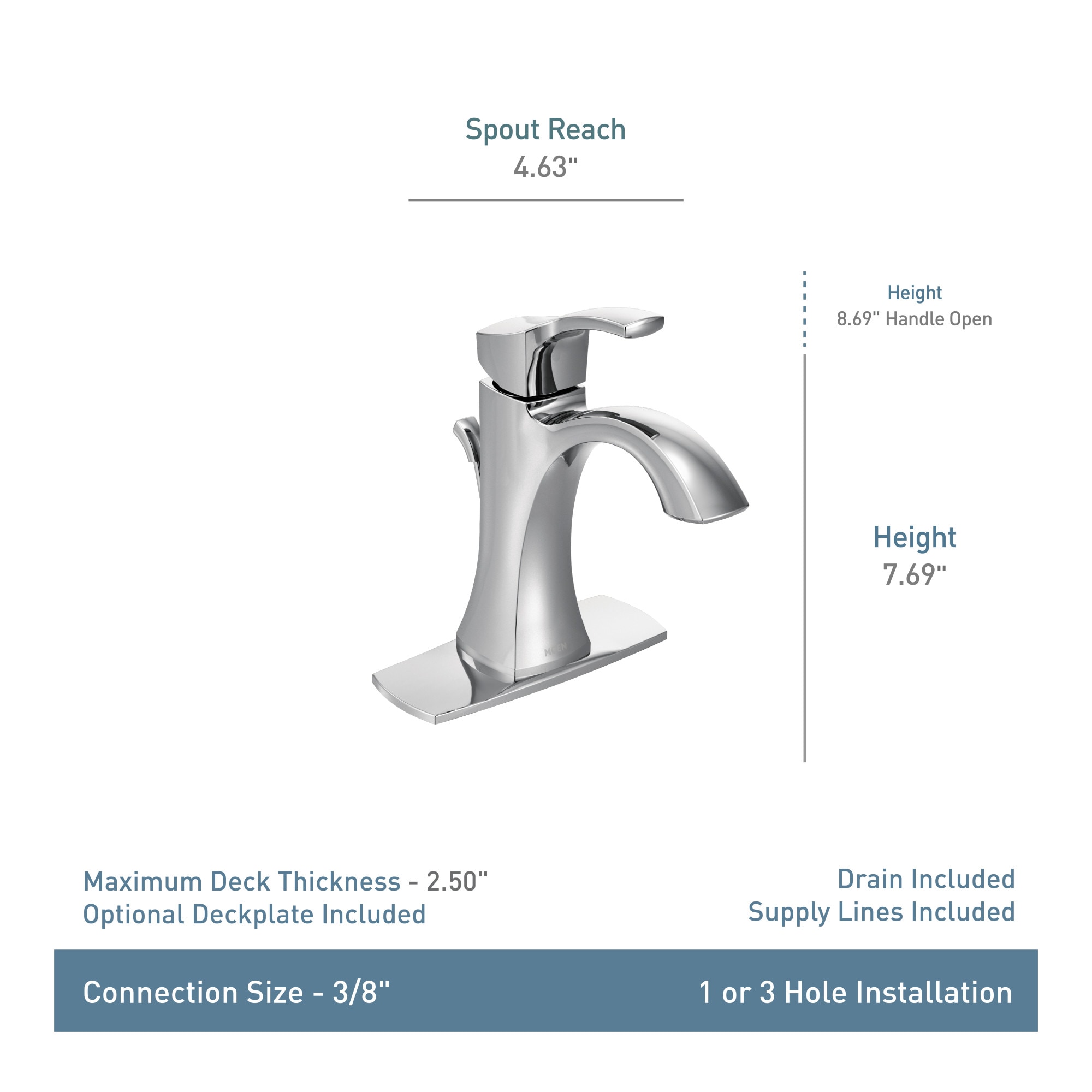 Polished Nickel 7 3/4" Transitional Single Hole Faucet with Drain